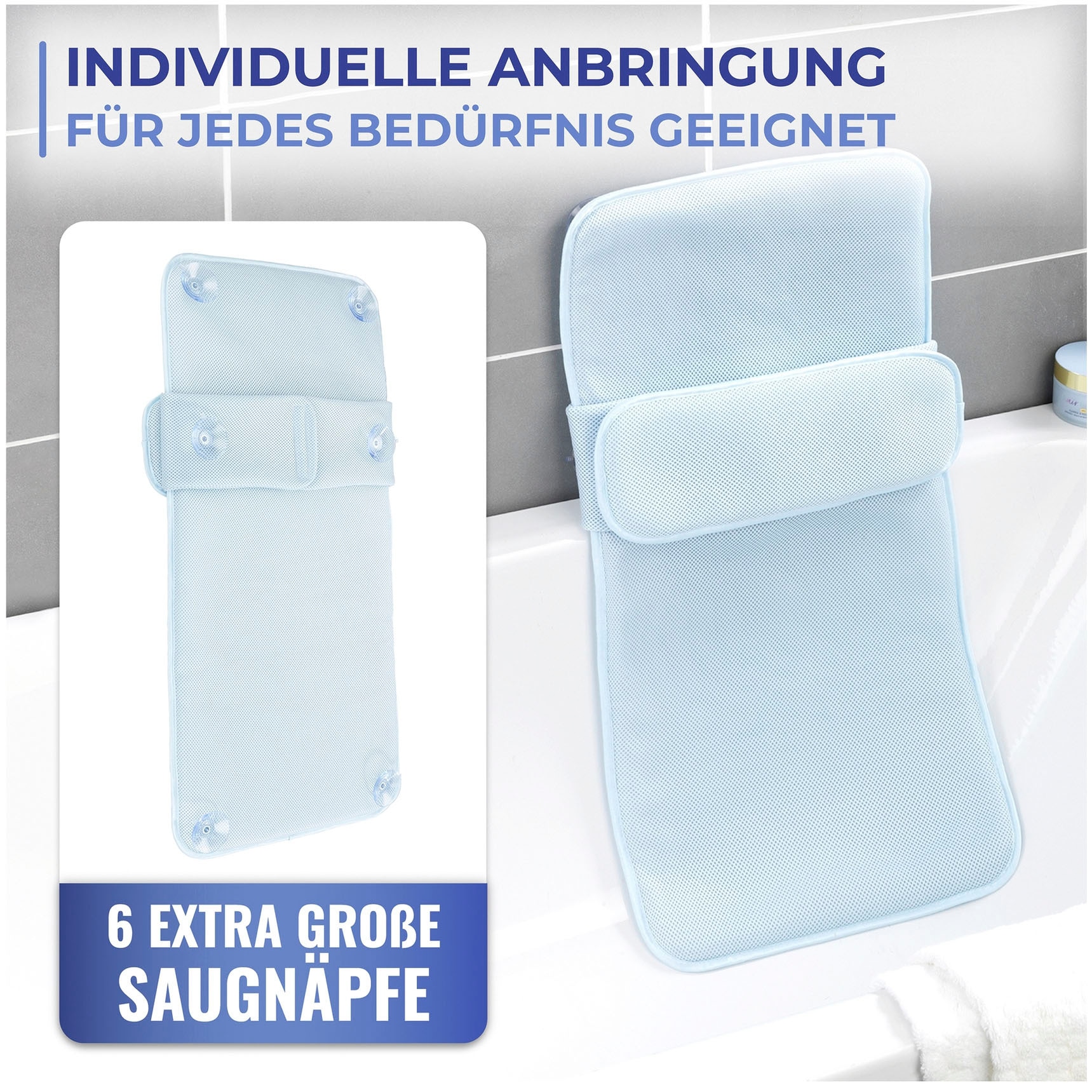 Maximex Badematte »Badewanneneinlage«, schnell trocknend, mit Kissen, aus druckentlastendem Polyester-3D-Mesh-Gewebe