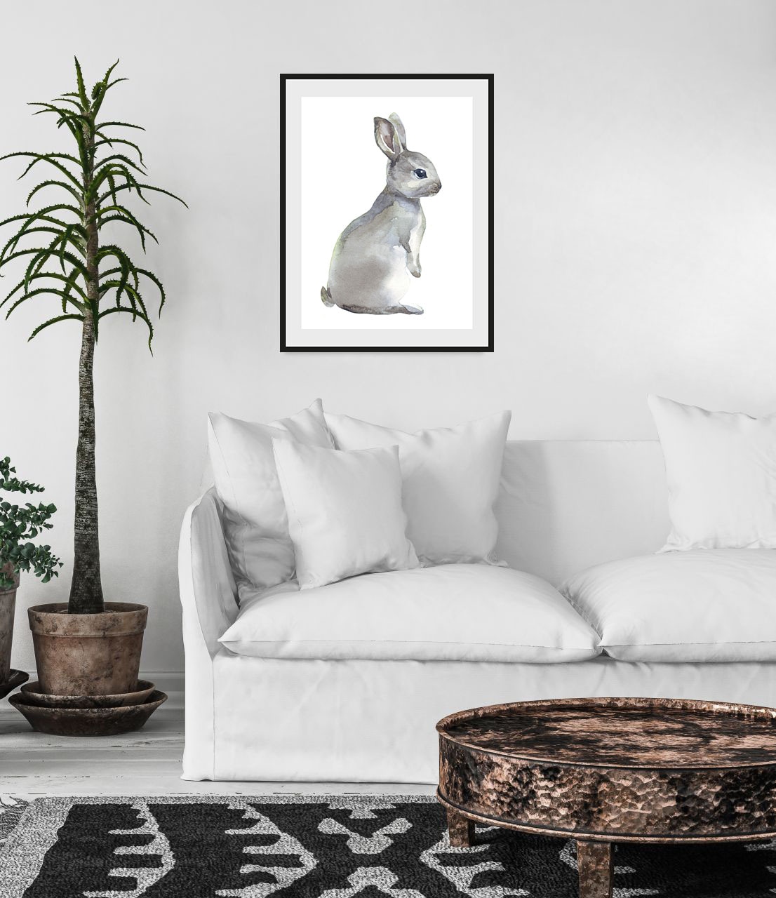 queence Bild »Millie« Hase   Hasen   Haustiere   Kunst   Schwarz-Weiß 1 Stk günstig online kaufen