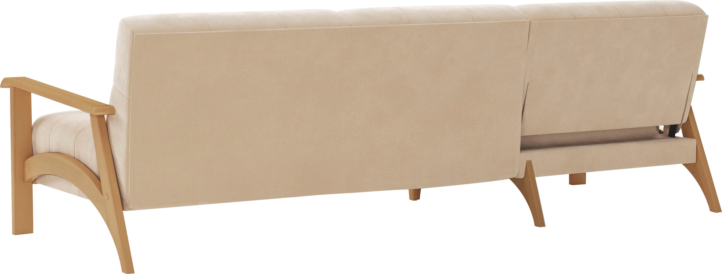 sit&more Ecksofa »Billund L-Form«, Armlehnen aus eichefarbigem Buchenholz, verschiedene Bezüge und Farben