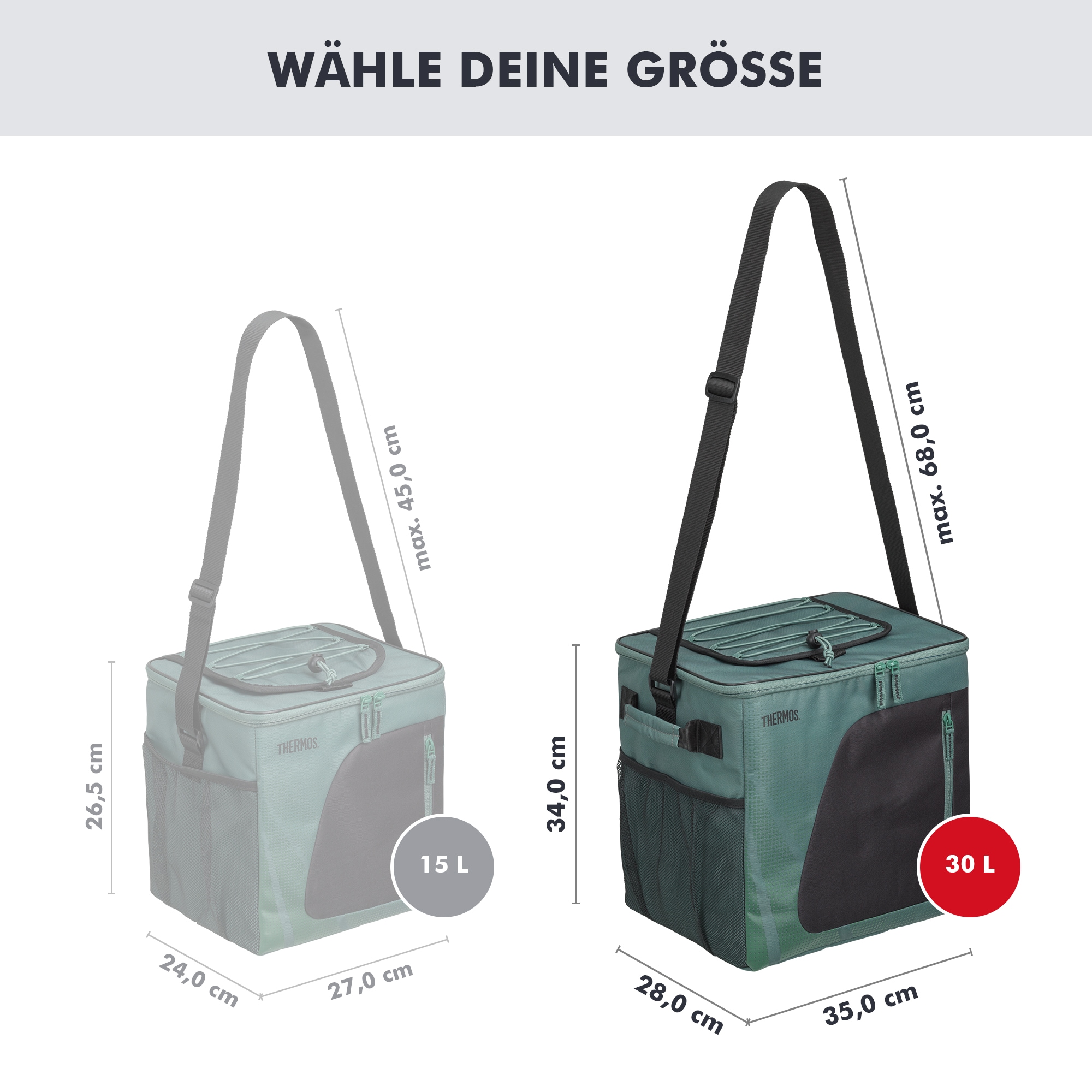 THERMOS Kühltasche »ICON Cooler mit praktischen Tragenetzen« IsoTec Premium-Schichtisolierung, verstellbarer Tragegurt