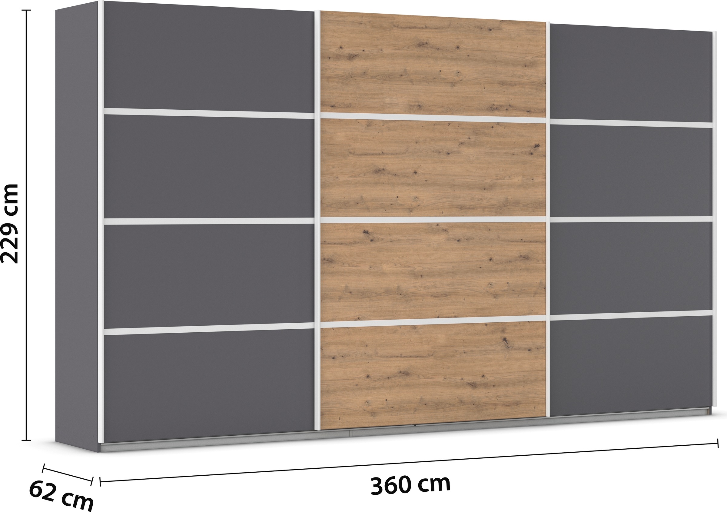 rauch Kleiderschrank »Schwebetürenschrank OTTO´s Choice Garderobe Schrank TOP ANGEBOT Avola«, (in 3 verschiedenen Ausstattungen BASIC/CLASSIC/PREMIUM), mit eleganten Zierleisten in Chrom, Schwarz oder Weiß MADE IN GERMANY