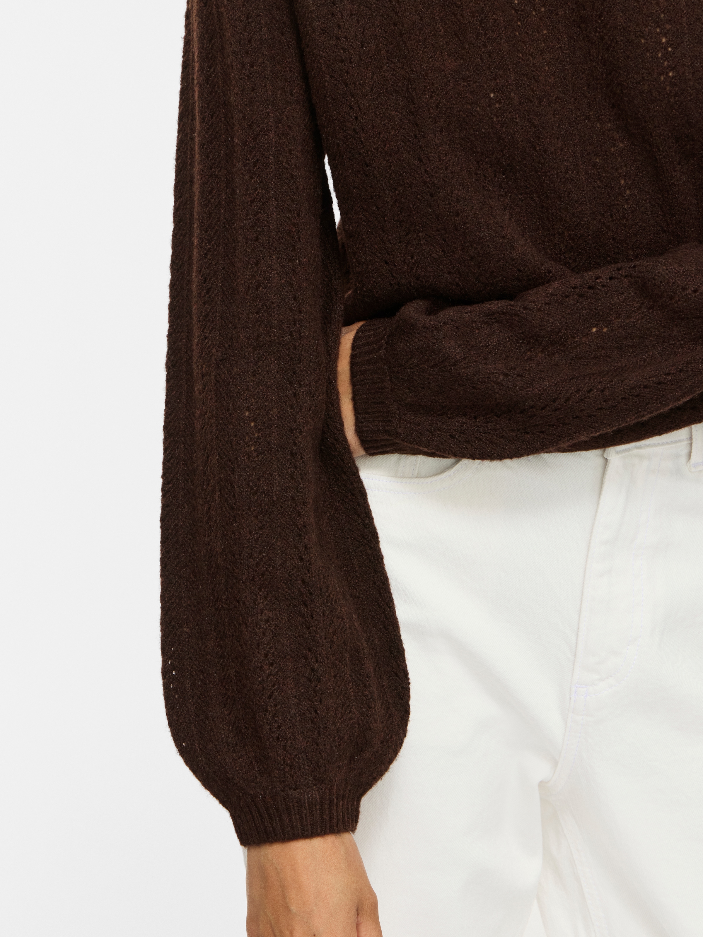 Vila Strickpullover »VILIGA POINTELLE L/S O-NECK TOP -NOOS« Materialmix