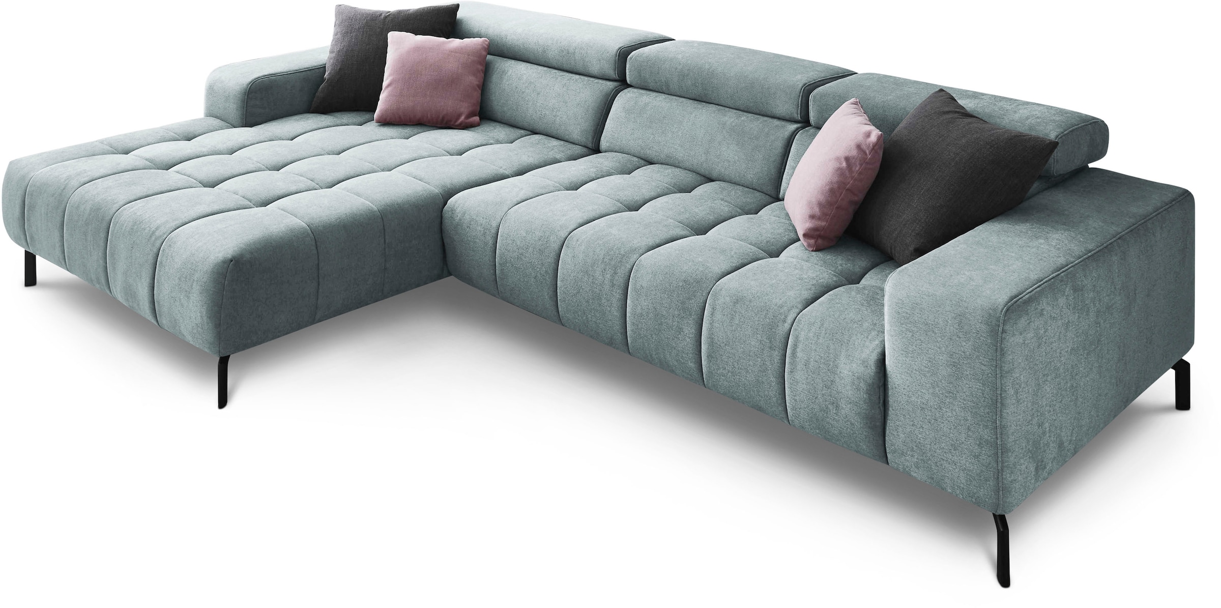 Die PlanBar Ecksofa »MP-IN18022 L-Form« mit Kopfteilverstellung & Zierkissen, optional Sitztiefenverstellung
