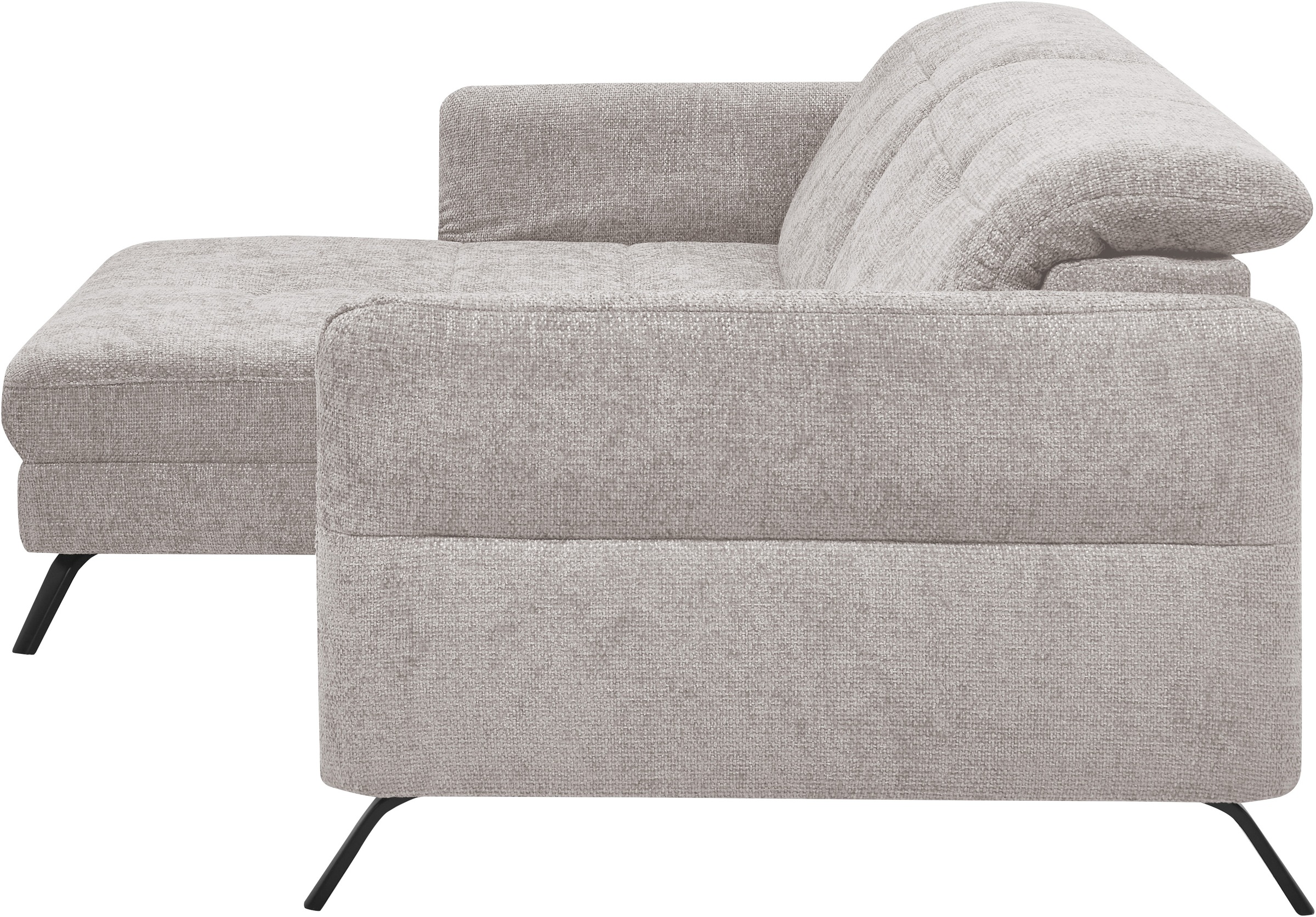 set one by Musterring Ecksofa »SO 4400 V«, wahlweise mit motorischer Bettfunktion & Kopfverstellung, Fuß schwarz