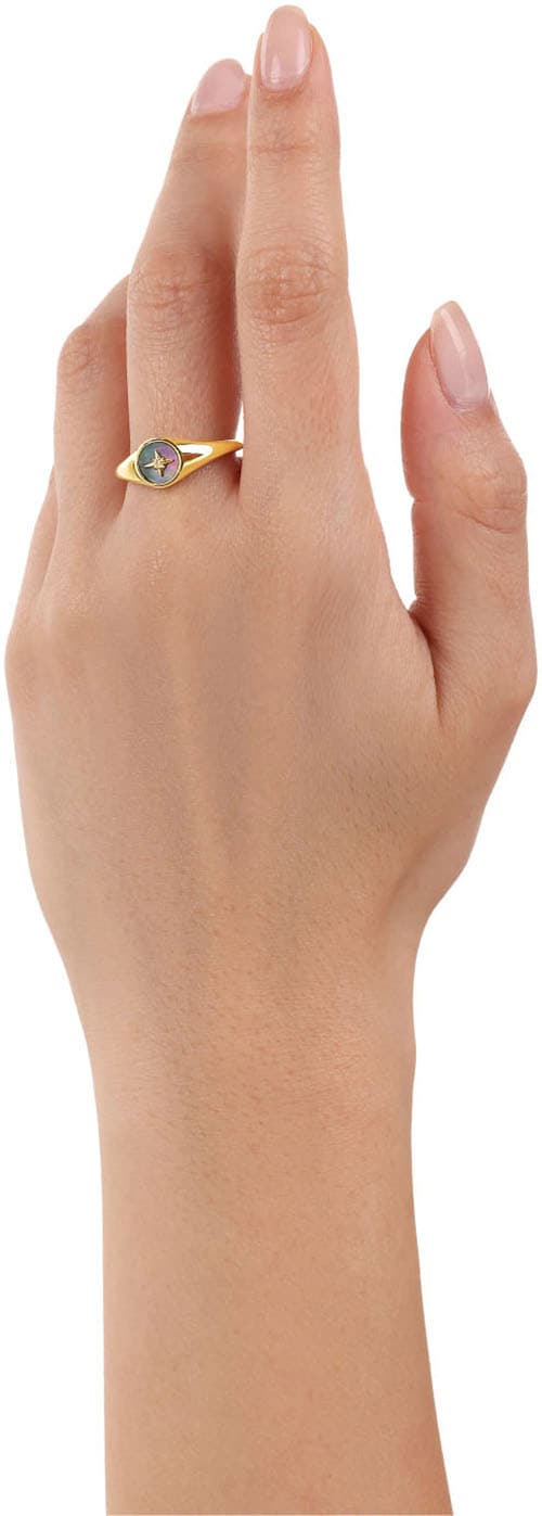 s.Oliver Fingerring »Stern, 2038962/-63/-64/-65«, mit Zirkonia (synth.) - mit Perlmutt