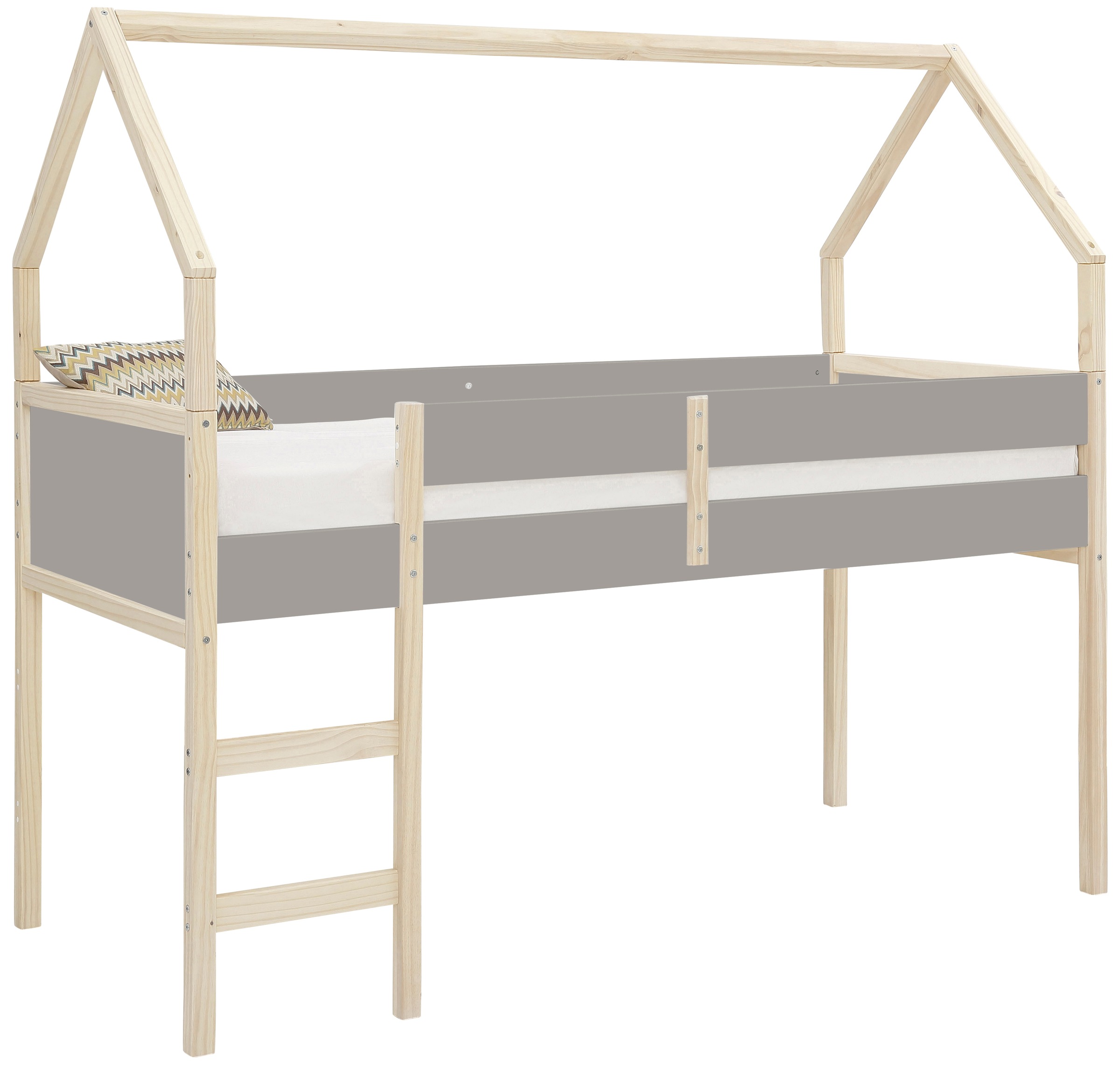 Lüttenhütt Hochbett »Janne«, Kiefernholz, Einzelbett, inklusive Holzleiter, Liegefläche 90x200 cm