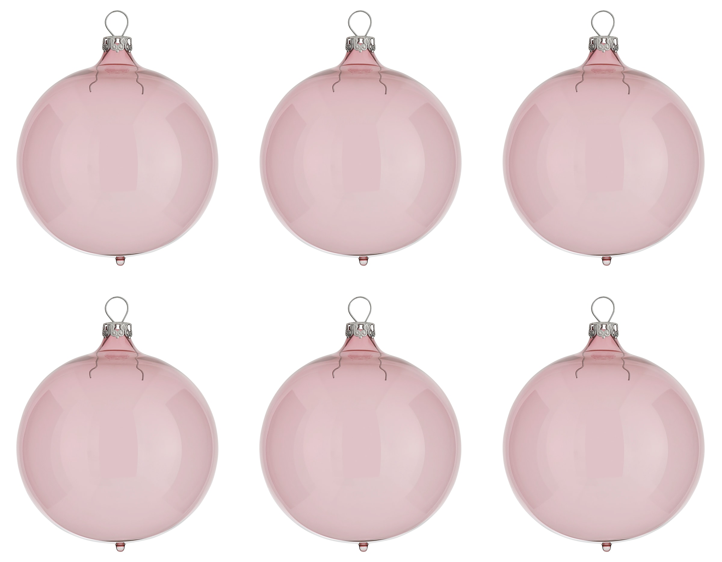 Thüringer Glasdesign Weihnachtsbaumkugel »Transparent, Weihnachtsdeko, 6 rosa St.), Glas«, (Set, bestellen Christbaumkugeln Christbaumschmuck