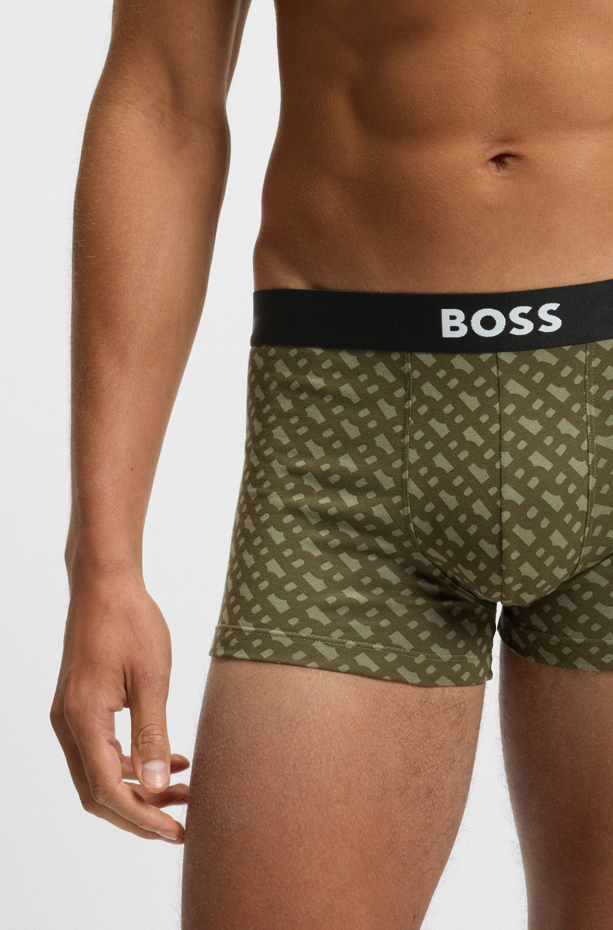 BOSS Boxershorts »Trunk 3P BOSS ONE D«, (3 St.), mittlere Bundhöhe, 1x gemustert, 2x unifarben