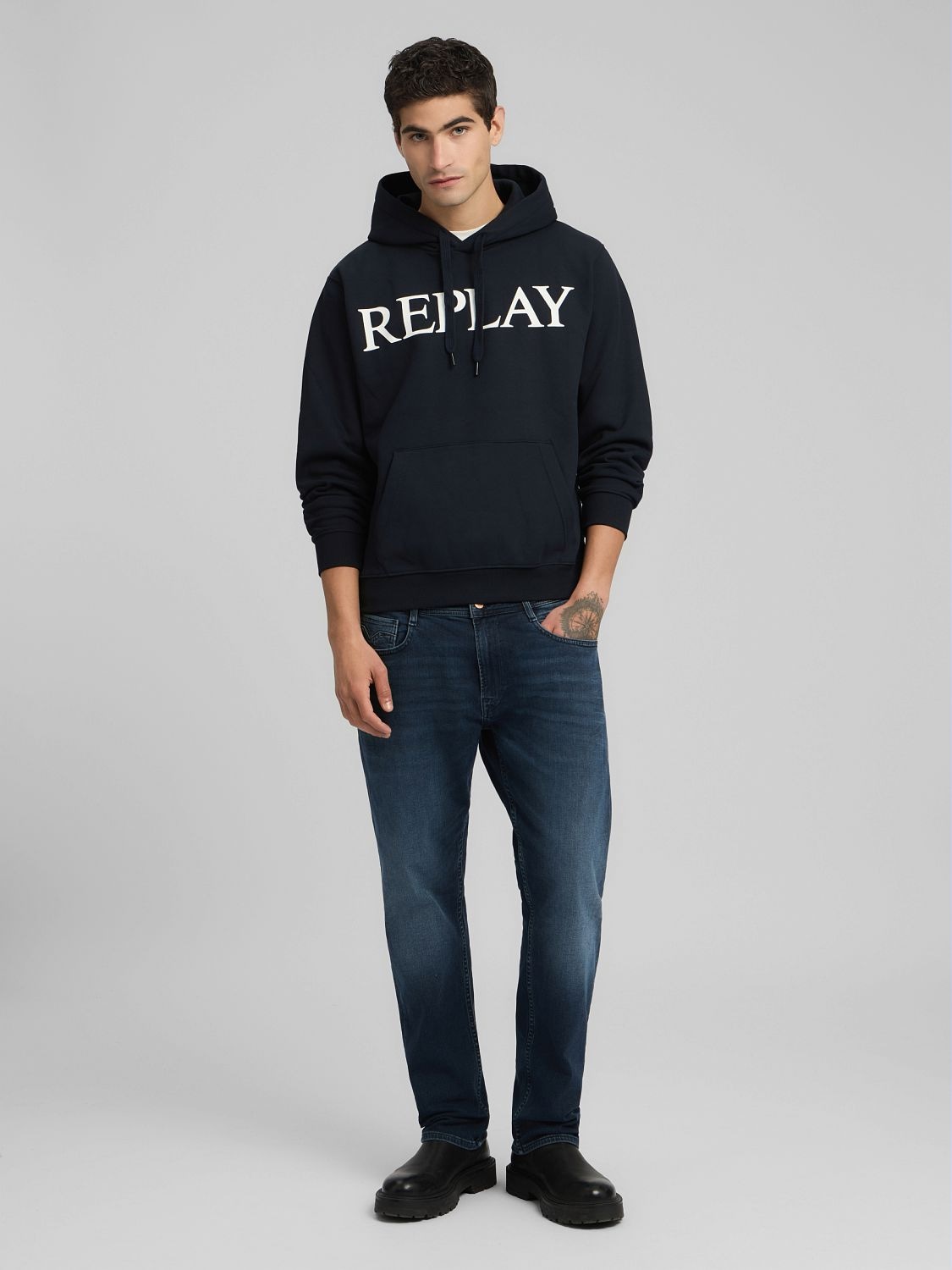 Replay Kapuzensweatshirt , mit großem Markenprint vorn
