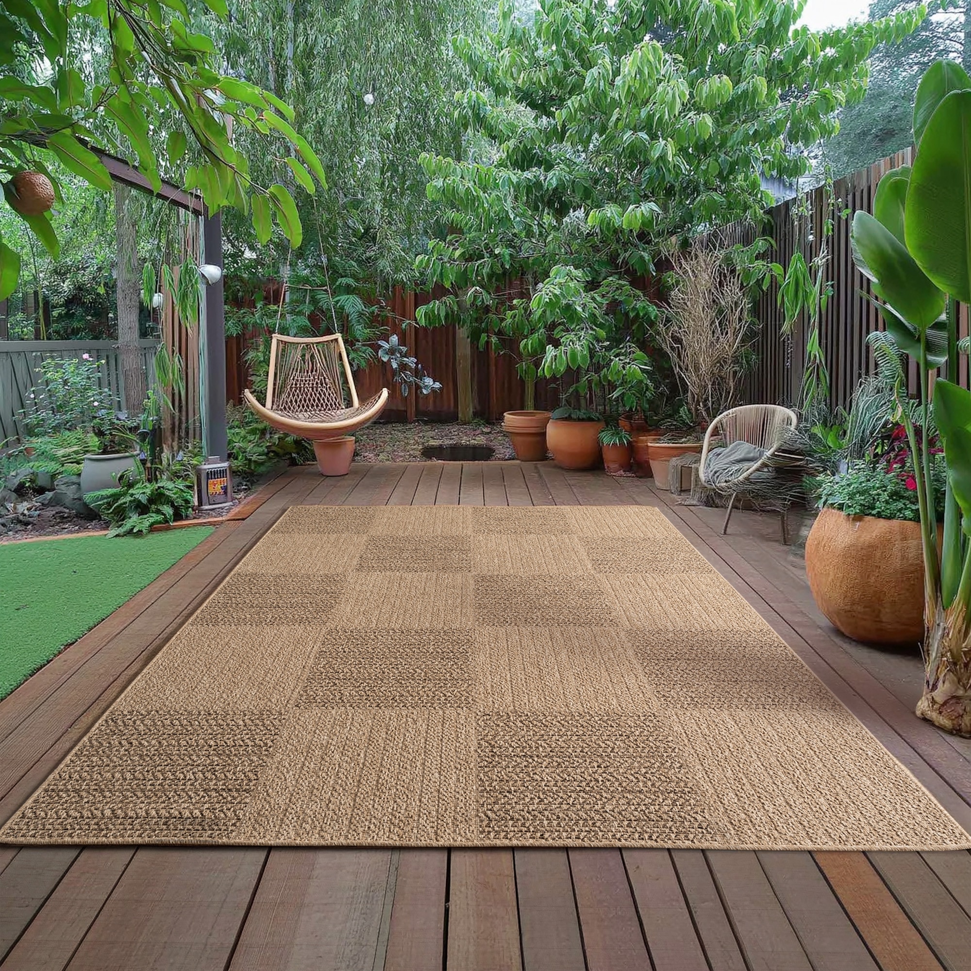Ayyildiz Teppiche Outdoorteppich »Timber 1405« Rechteckig 5 Mm Höhe Läufer, In Und Outdoor, Jute Sisal Optik, Wohnzimmer, Aussenbereich