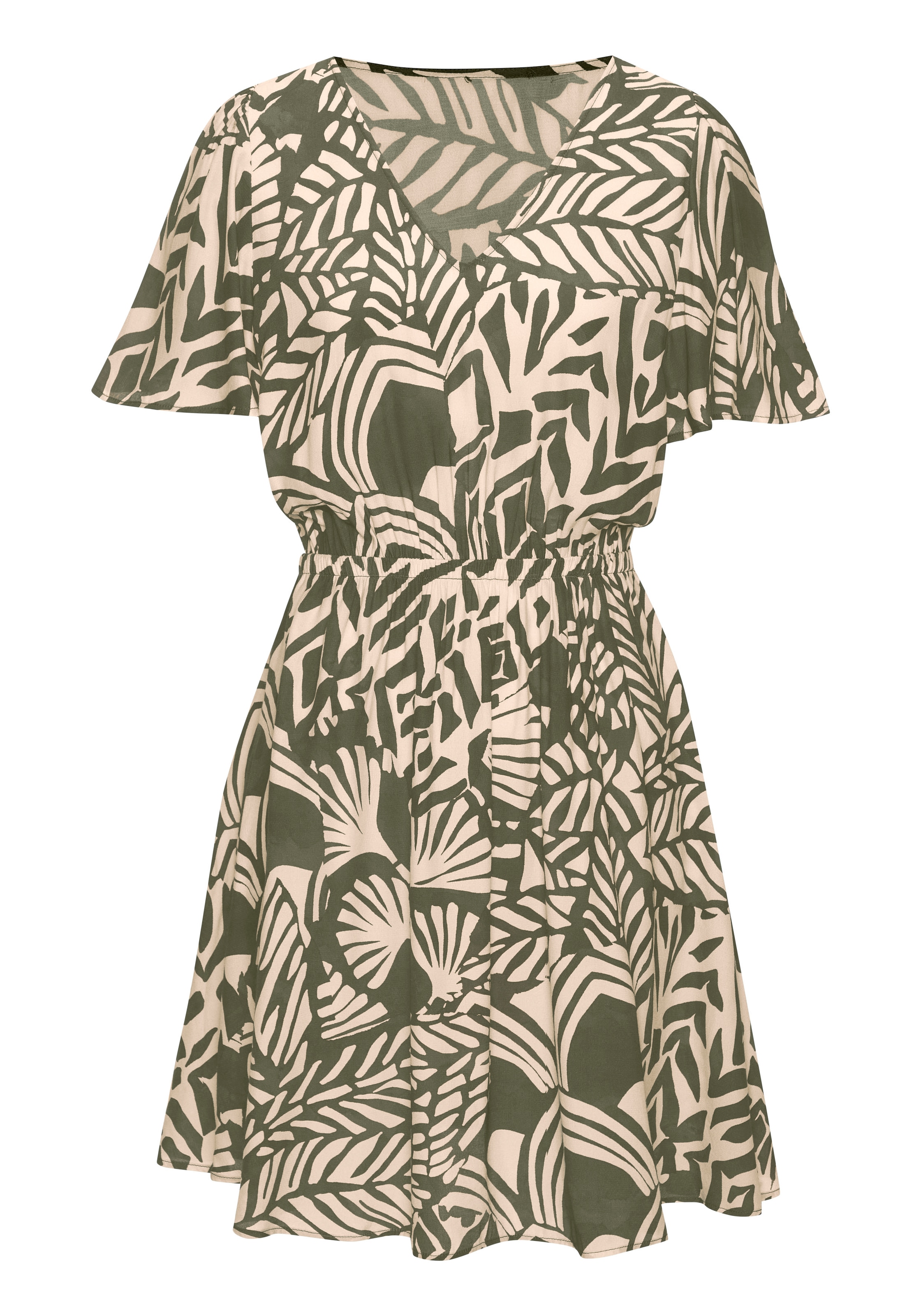 LASCANA Sommerkleid, mit Alloverprint, Flügelärmel, Sommerkleid, Webware