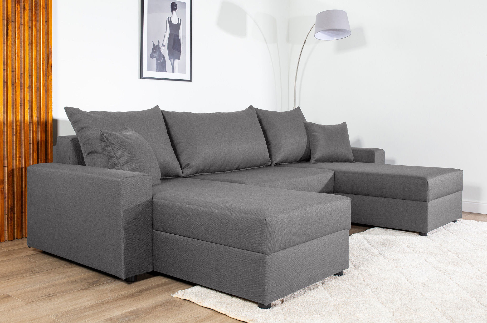 COLLECTION AB Wohnlandschaft »Pico U-Form, Breite 252, mit Armlehne Schlaffunktion, Bettkasten«, Wohnlandschaft,2 X Ottomane,Polyätherschaum Polsterung