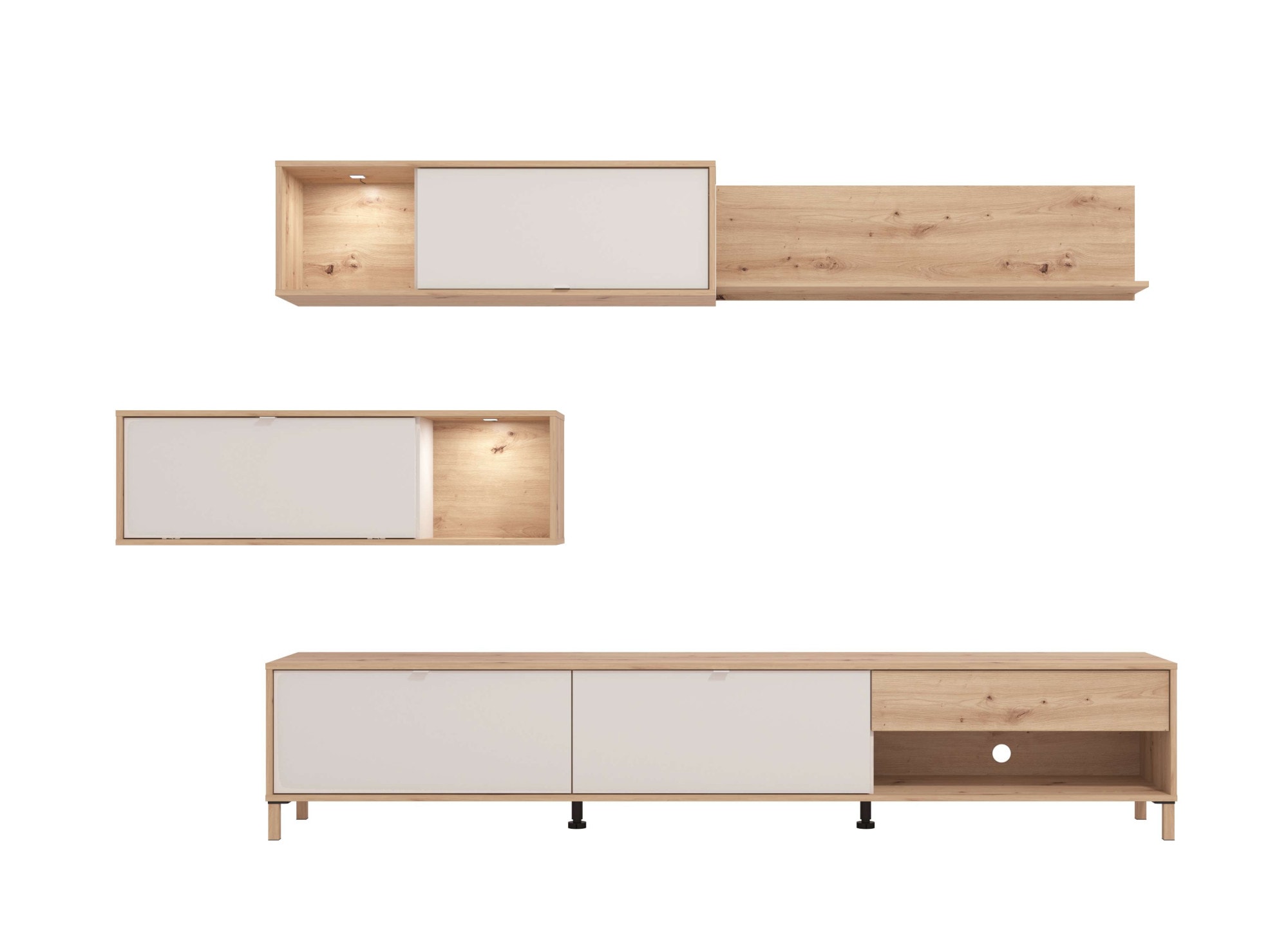 Home affaire Wohnwand »Norwich Anbauwand, Wohnkombination, Wohnzimmer-Set« 4 Stk. tlg.