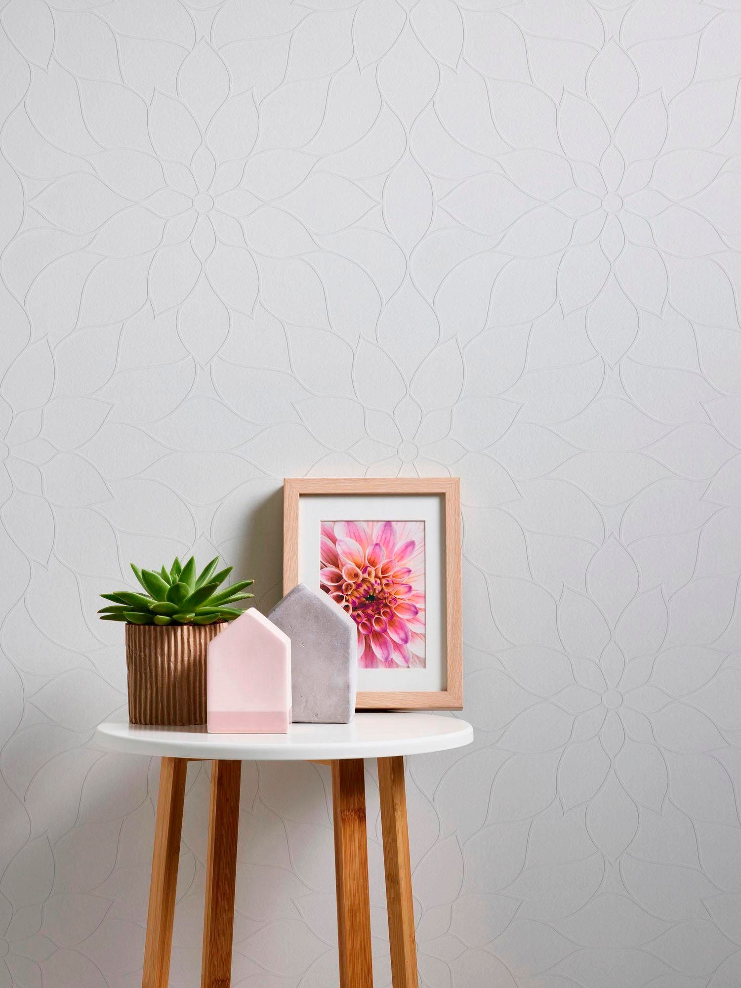 A.S. Création Vliestapete »Meistervlies«, floral-geblümt, Blumentapete Überstreichbar matt strukturiert Tapeten Wohnzimmer Optik
