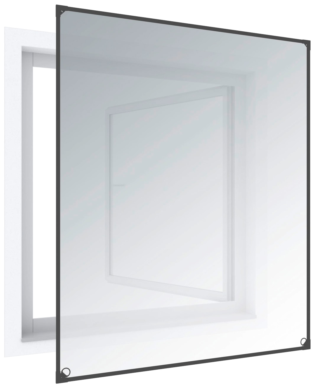 Windhager Insektenschutz-Fensterrahmen »COOL, reflektierendes Magnet Fliegengitter für Fenster, Sonnenschutz« Packung, 1 Stk. tlg. Magnet-Rahmen kürzbar, erhältlich in weiß, anthrazit, 100 x 120 cm