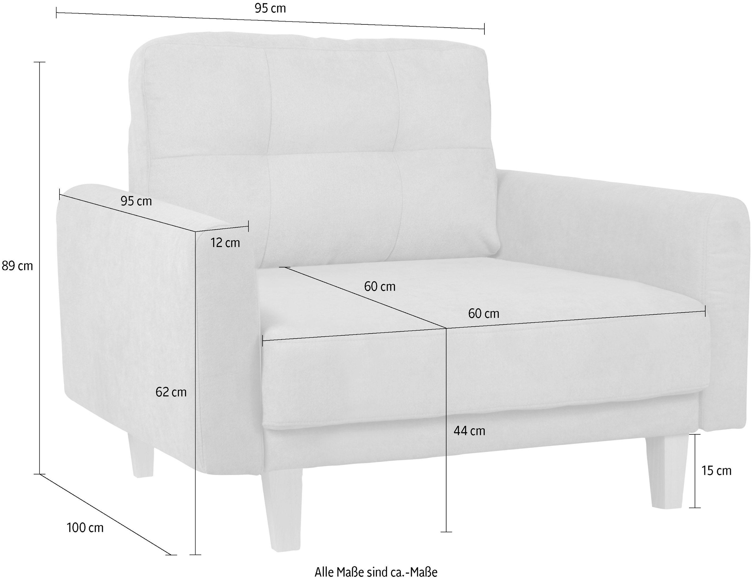 Home affaire Sessel »TRIPLO Relaxsessel mit Wellenunterfederung, Maße B/T/H: 95/100/89 cm«, Polstersessel mit Steppung im Rückenkissen, hohe Qualität