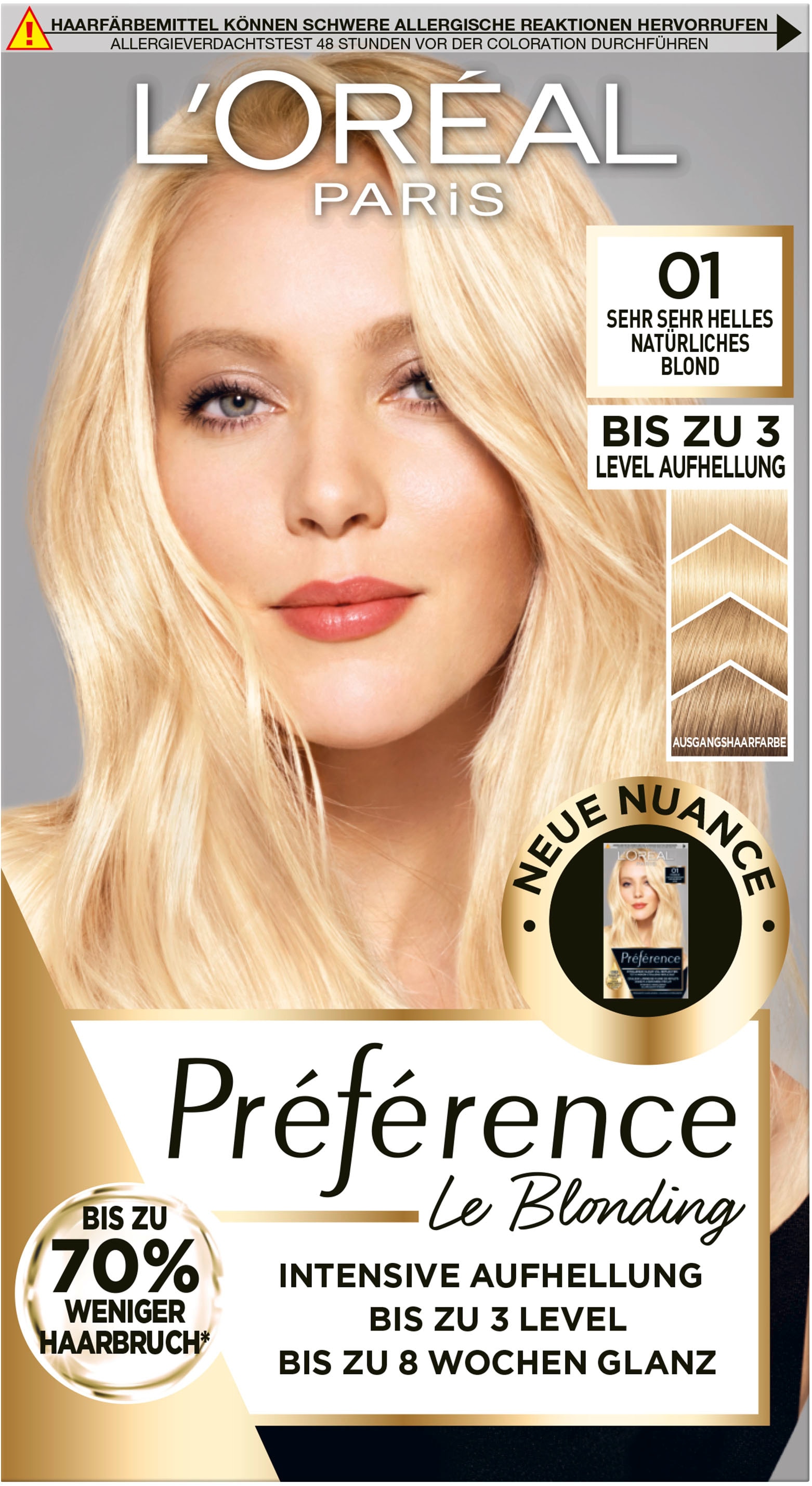 L'ORÉAL PARIS Coloration »Préférence Le Blonding«, (Packung, 3 tlg.), mit pflegender Formel