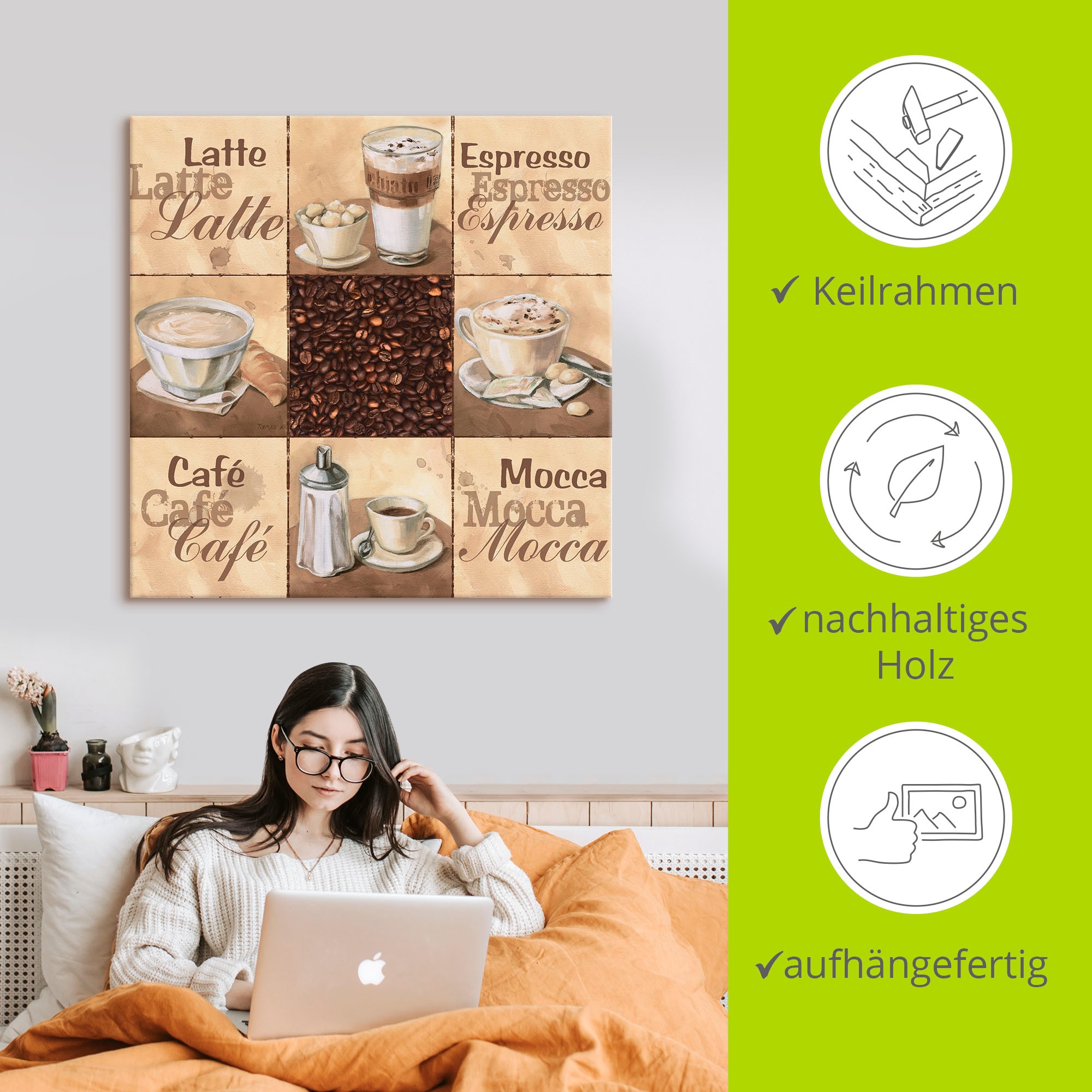 Artland Wandbild »Kaffee Collage II«, Getränke, (1 St.), als Alubild, Outdoorbild, Leinwandbild, Wandaufkleber, versch. Größen