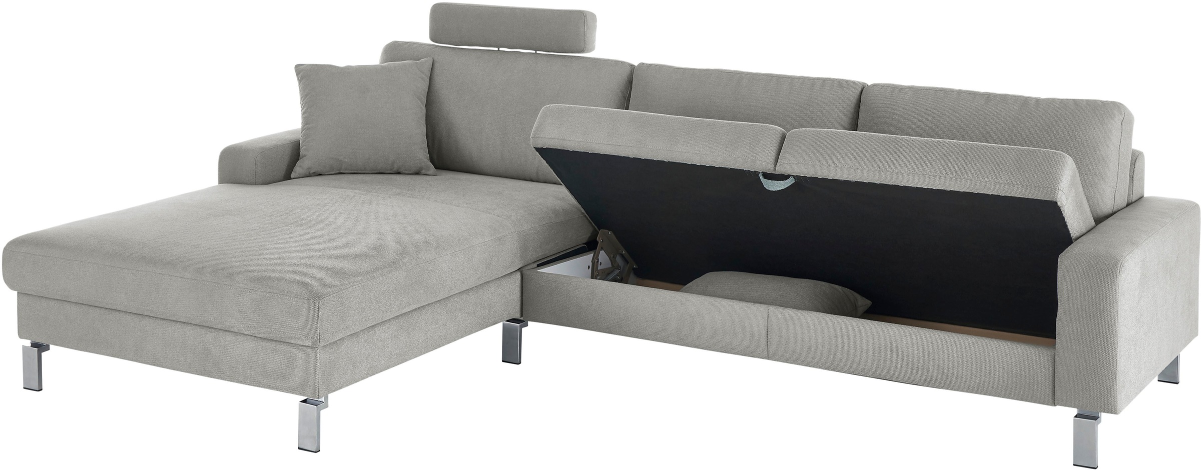 3C Candy Ecksofa »Lecce, wahlweise PUR-Schaumstoff oder Tonnentaschenfederkern«, Bett im 2,5-Sitzer, teilmotorische Schlaffunktion im Longchair, L-Form