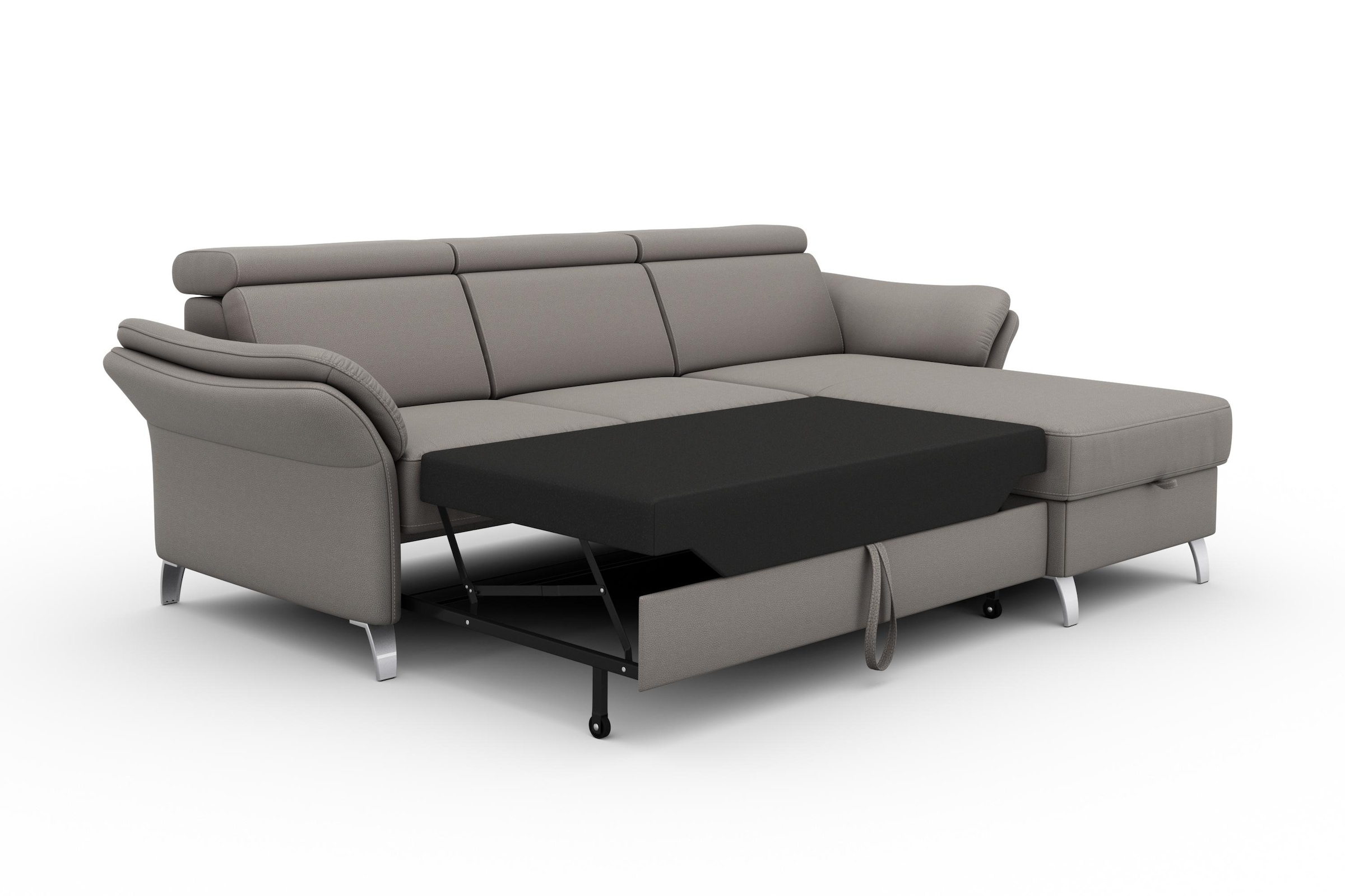sit&more Ecksofa »Vincenzo L-Form«, inklusive Kopfteilverstellung, wahlweise mit Bettfunktion, Bettkasten
