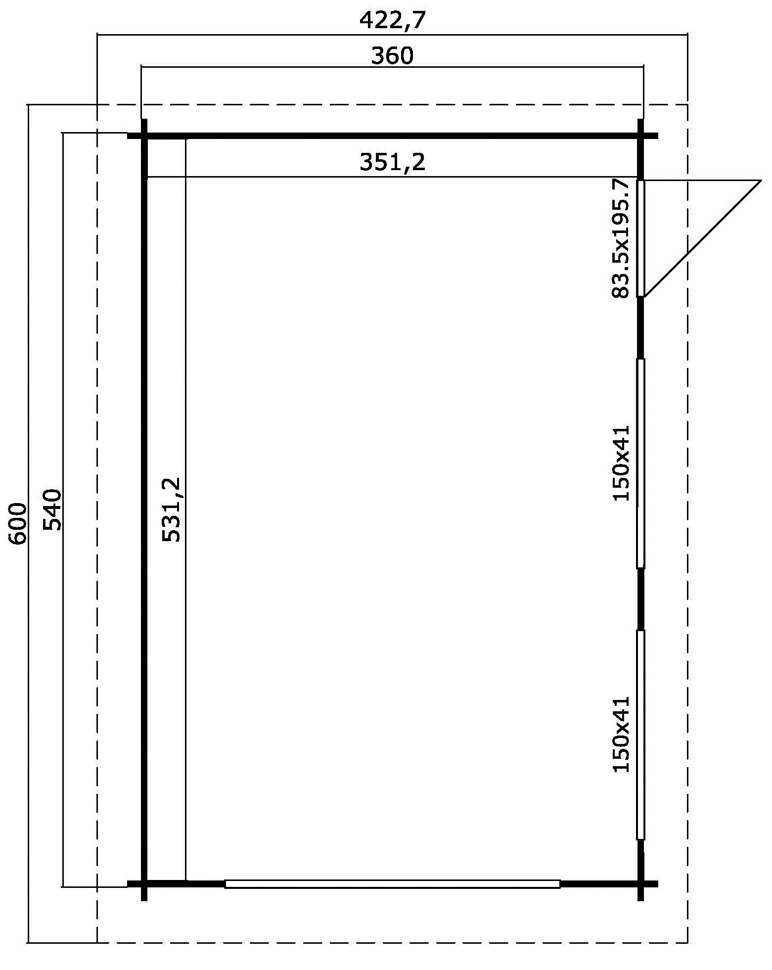 Nordic Holz Garage »CANBERRA«, BxT: 423x600 cm, 197 cm Einfahrtshöhe, mit Holztor