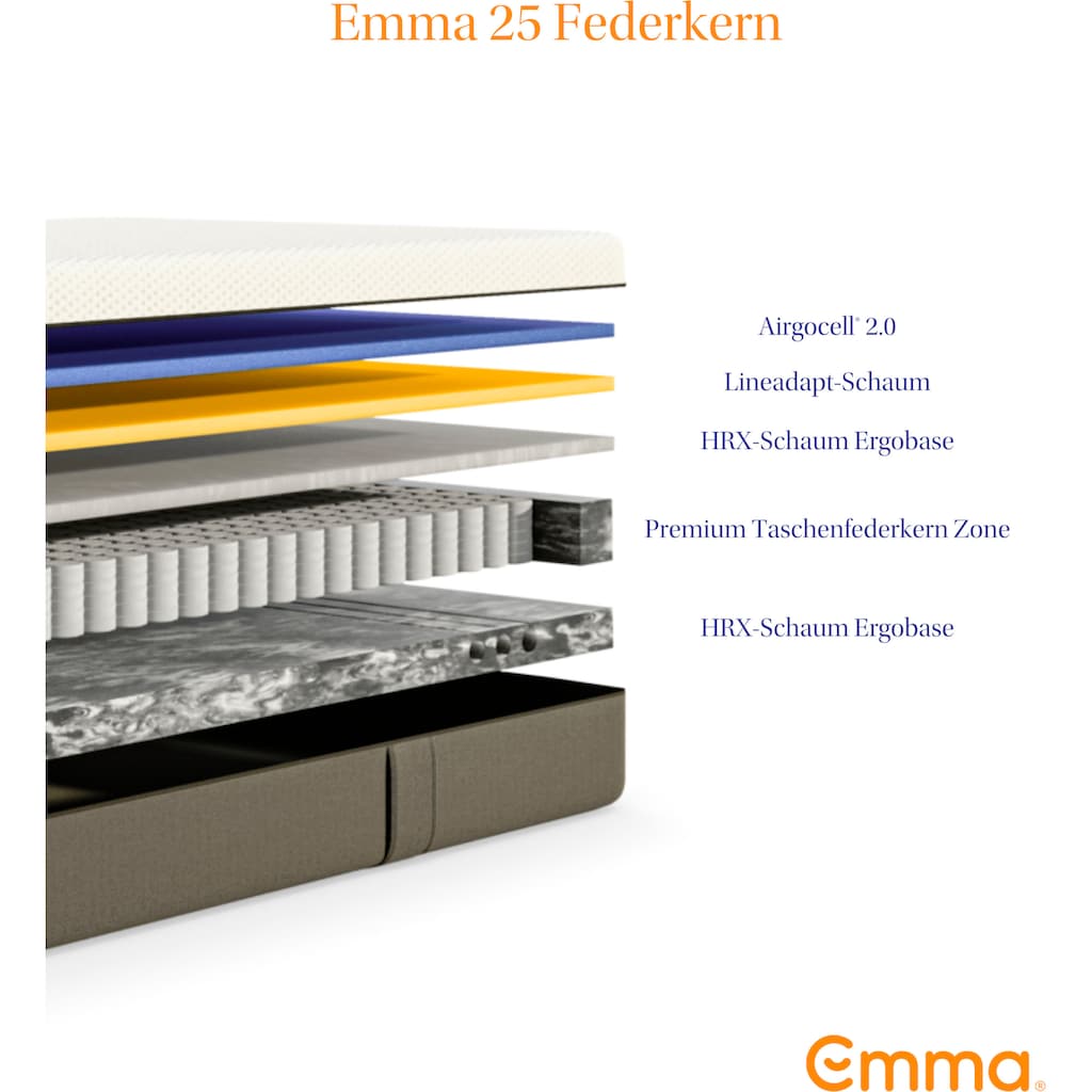 Emma Taschenfederkernmatratze »Emma 25 Federkern«, 25 cm hoch, Raumgewicht: 42 kg/m³, 340 Federn, (1 St.)