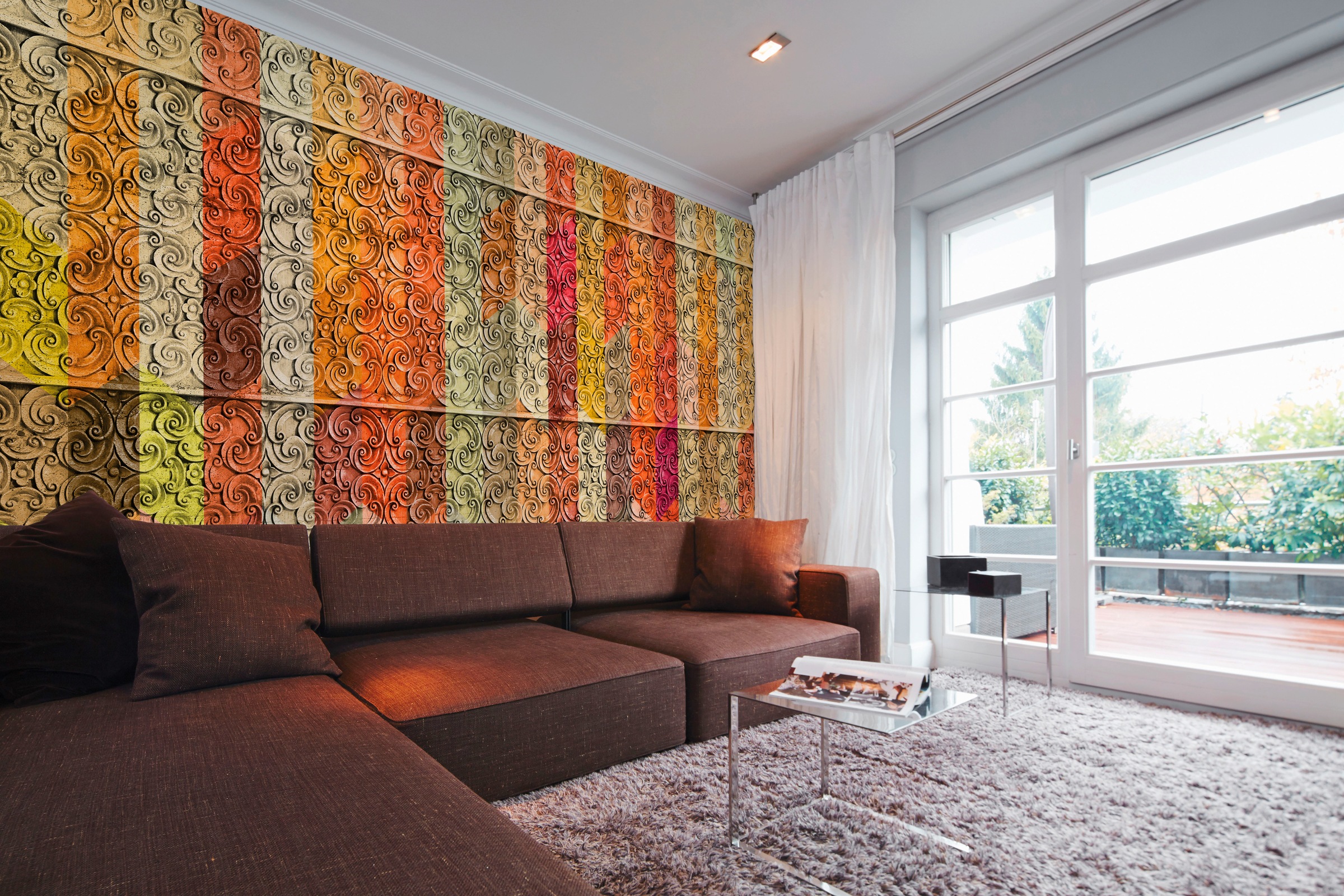 Fototapete  3D Barock Modern Bunt Creme Gelb 5,00m x 2,70m FSC® günstig online kaufen