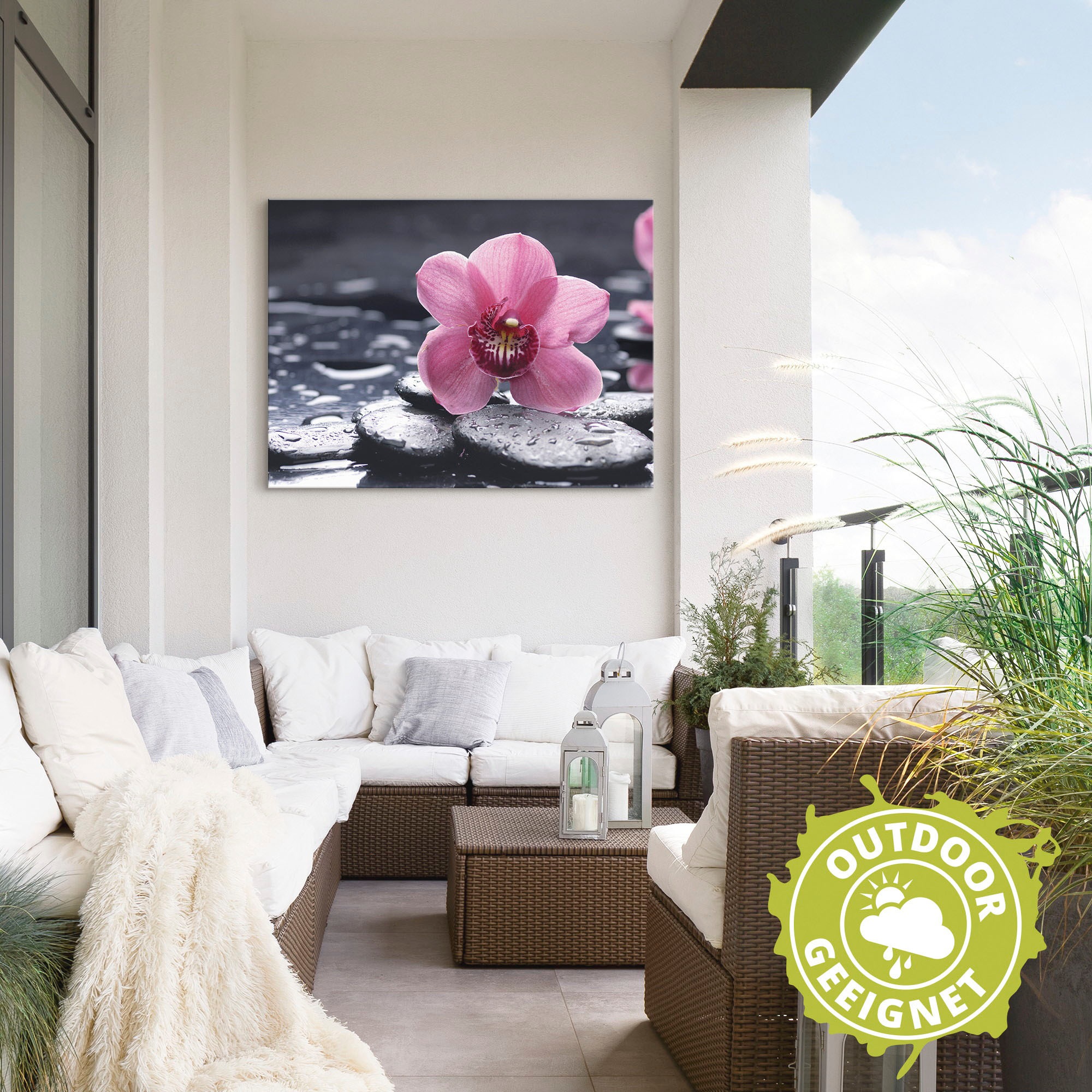 Artland Wandbild »Stillleben mit Kiesel und einer Orchidee«, Blumen, (1 St. günstig online kaufen
