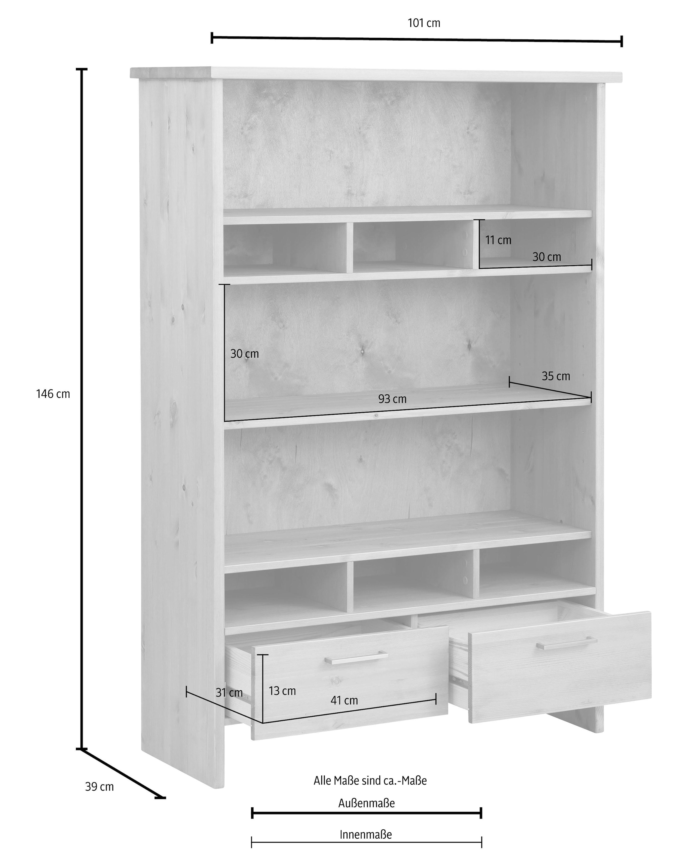 Home affaire Highboard »Ixo«, Stauraumschrank, Breite 101 cm, aus massiver Kiefer, FSC®