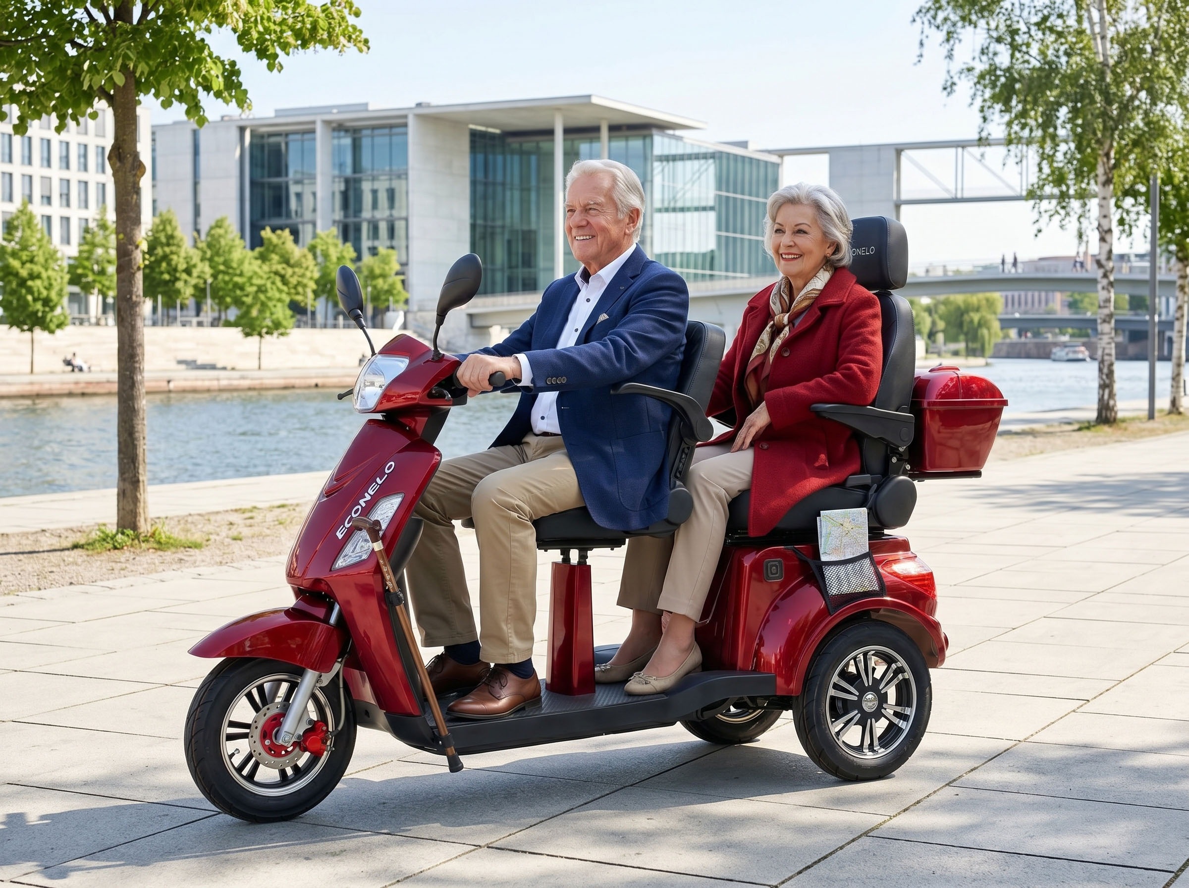 ECONELO Elektromobil 1.000 W 25 km/h Sicherheitsrollen gegen Kippen, 3 Geschwindigkeitsstufen