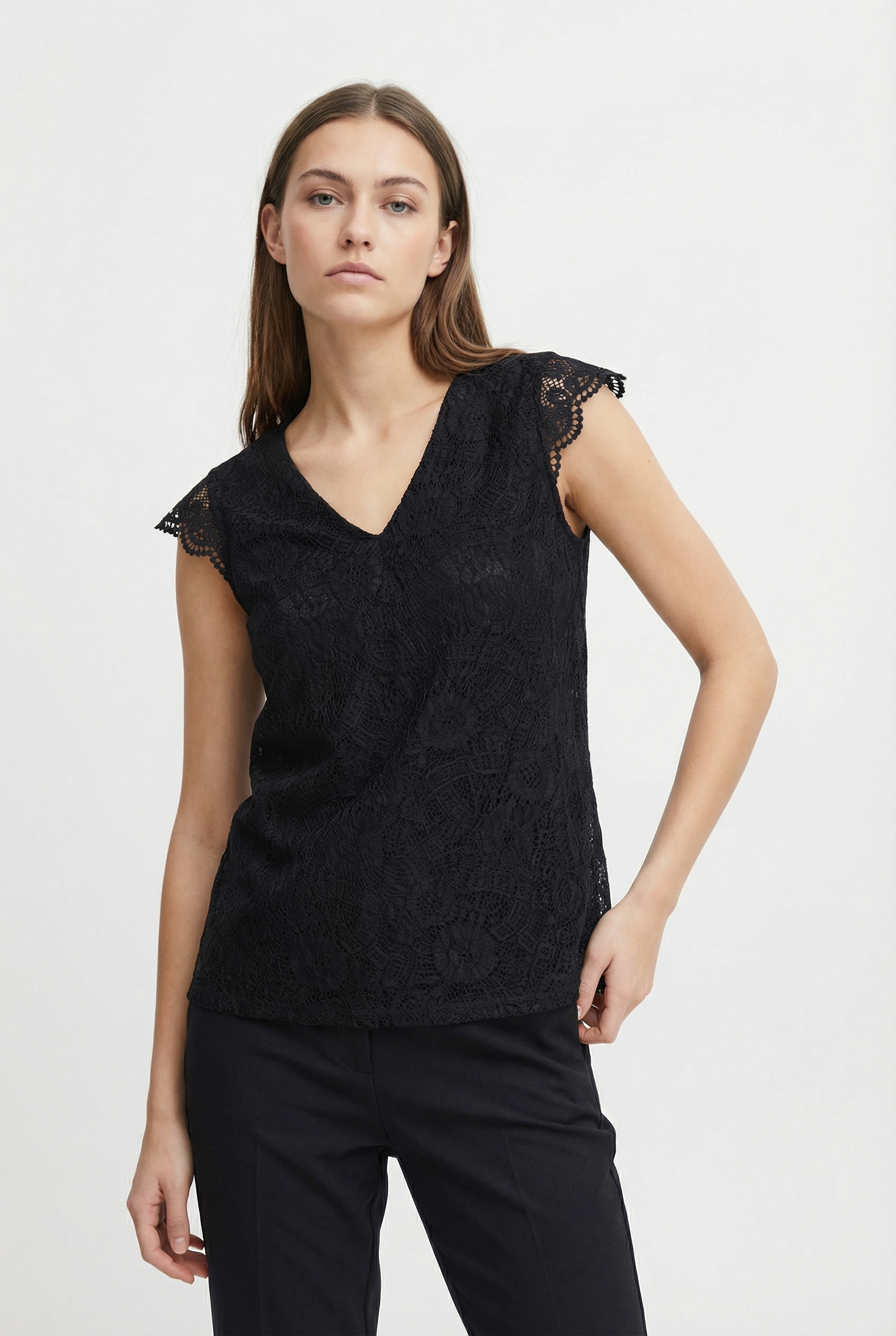 pieces Spitzentop »PCOLLINE SL LACE V-NECK TOP WVN NOOS«
