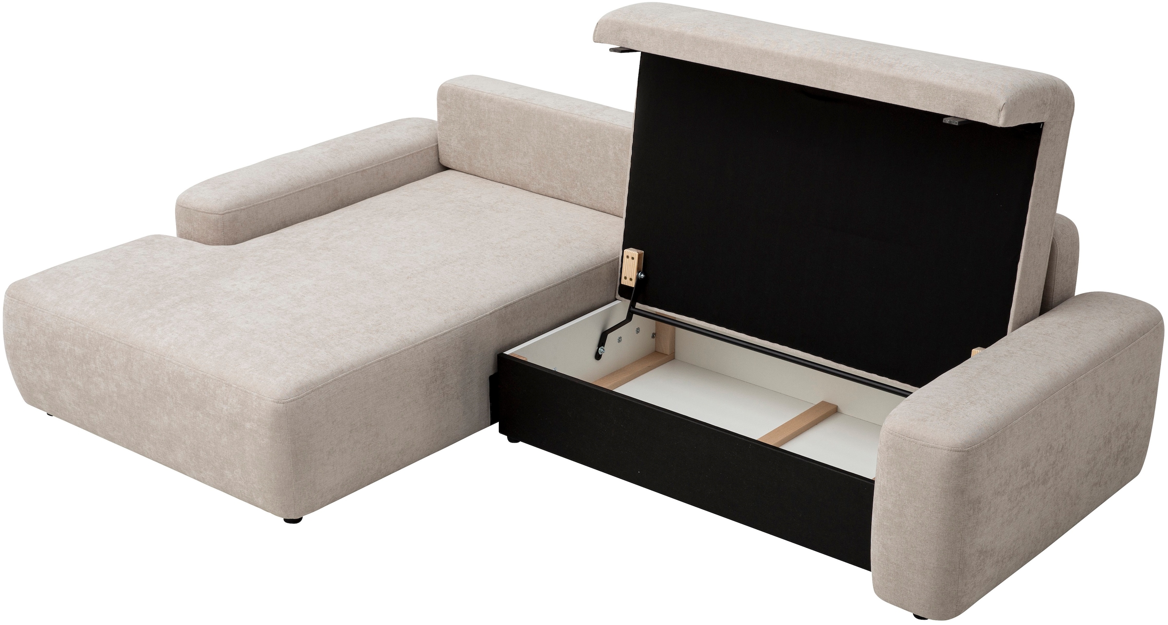 INOSIGN Ecksofa »TORGE (264cm), Schlafsofa in Cord, Samtvelours o Struktur fein, L-Form«, Schlaffunktion, Bettkasten, Liegefläche: 125/210 cm