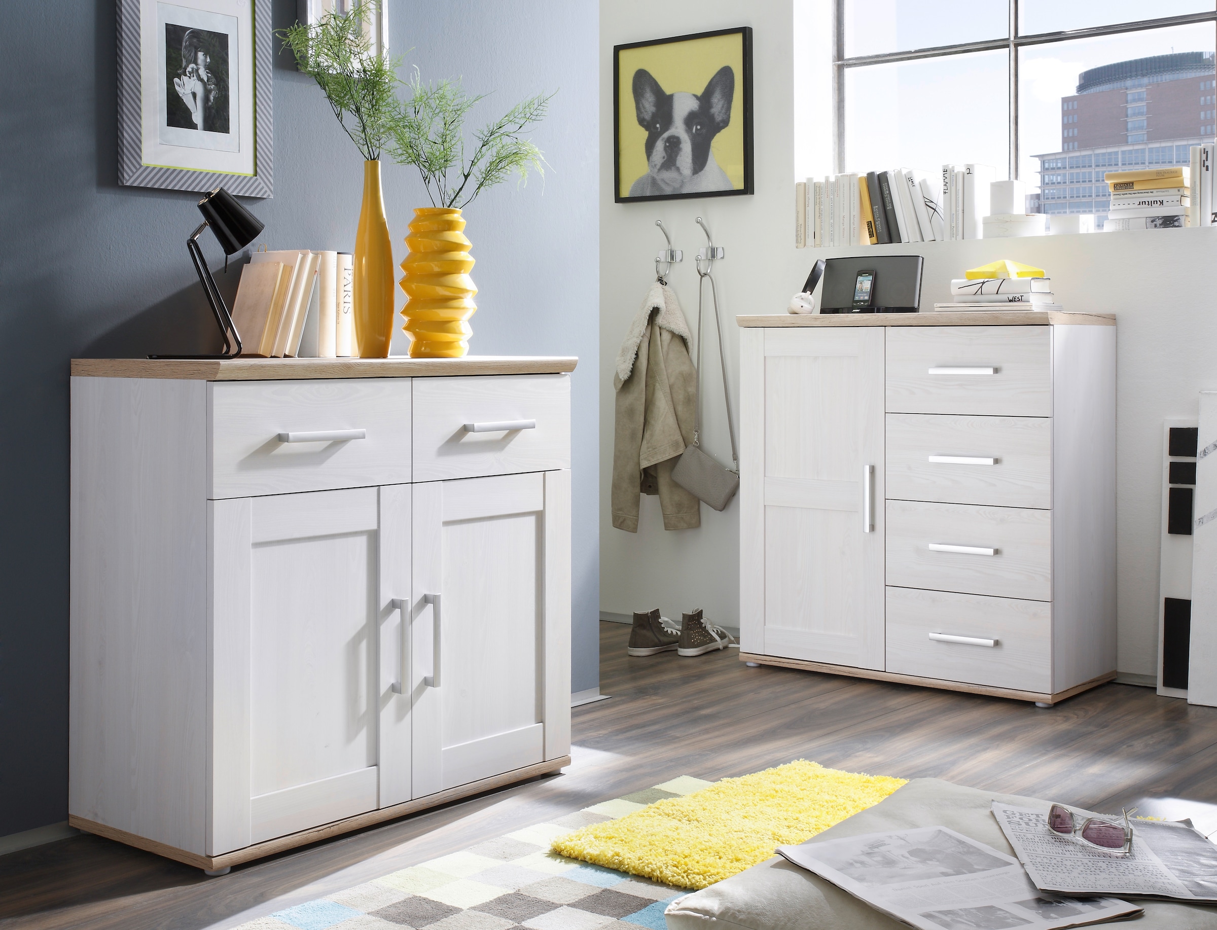 HBZ Kommode »Romance im Landhaustil, BxHxT 93x99x45 cm«, Schrank mit 2 Türen und 2 Einlegeböden