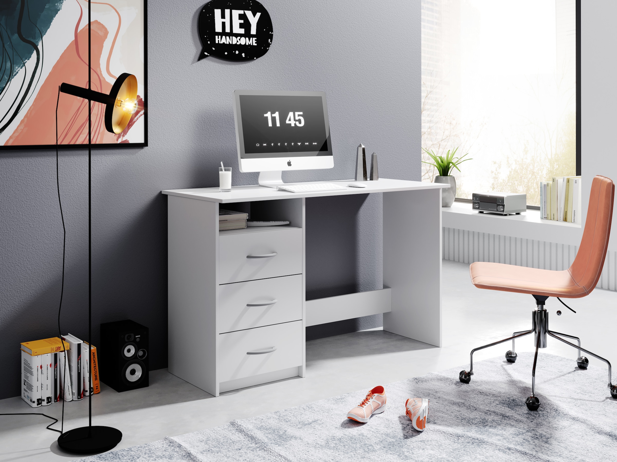 BEGA OFFICE Schreibtisch »Adria, Computertisch,«, Schubkästen rechts oder links montierbar, Breite 123 cm