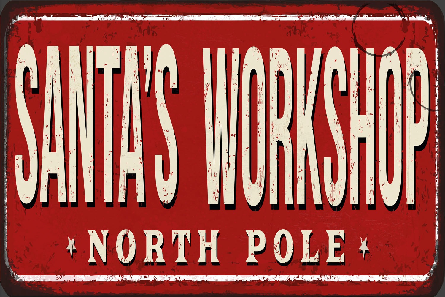 queence Metallbild »Santa's Workshop«, Schriftzüge-Schriftzug-Weihnachten, (1 St.), Stahlschilder