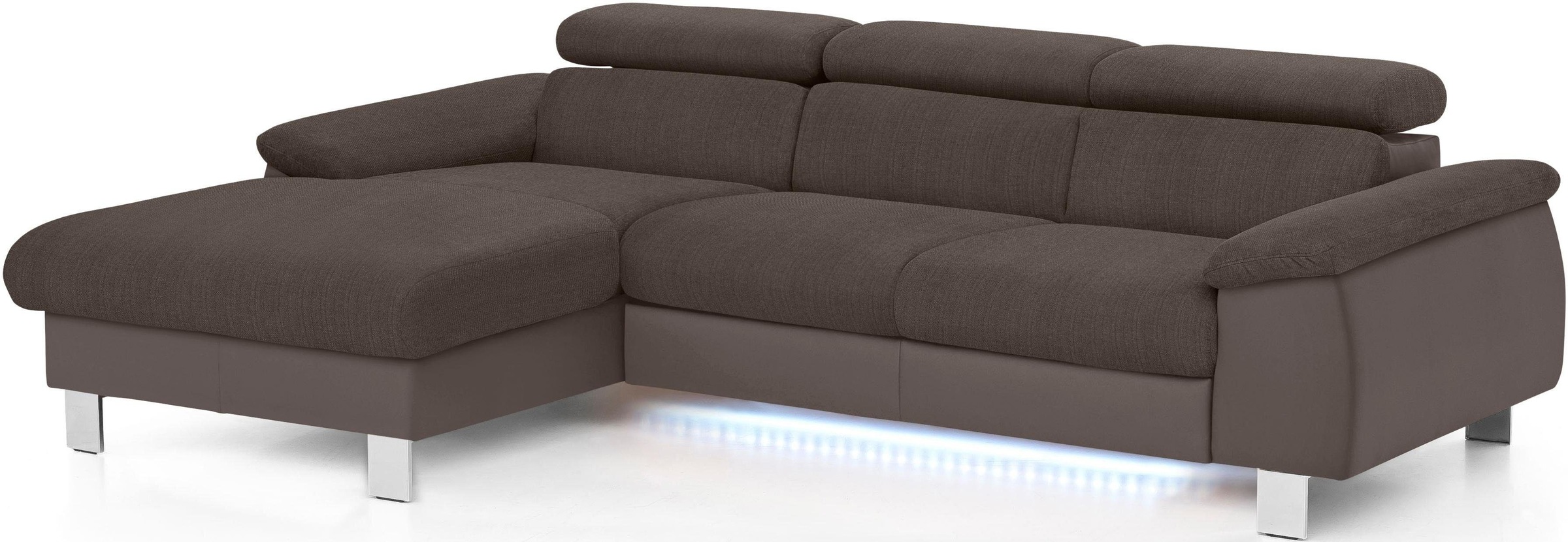 COTTA Polstergarnitur »Komaris L-Form«, (Set), Set bestehend aus: Ecksofa mit Kopfteilverstellung & Hocker
