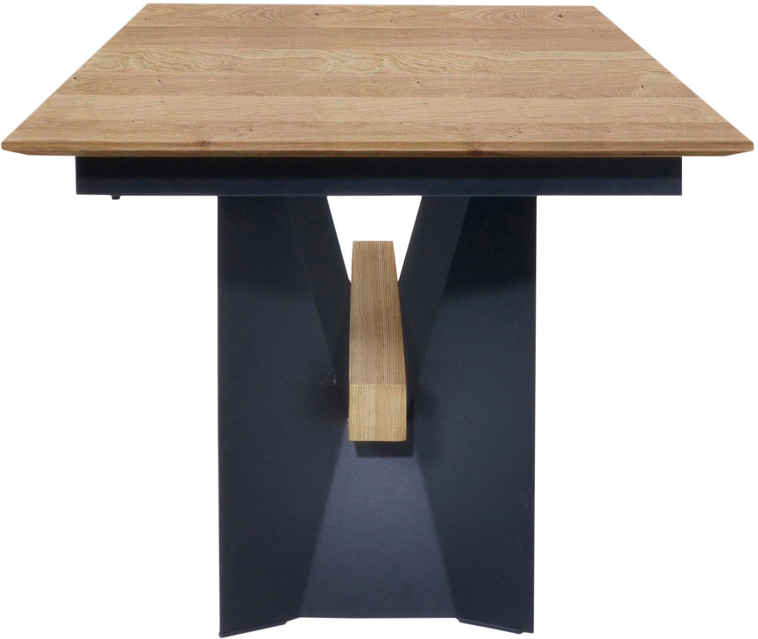 K+W Komfort & Wohnen Esstisch, Tisch fix, Gestell aus Metall mit Massivholzbalken, in 2 Breiten
