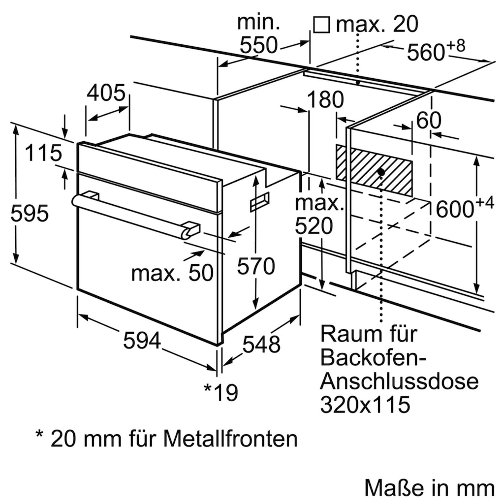 SIEMENS Backofen-Set »EQ112EA01Z«, HB113FBS1, mit Teleskopauszug nachrüstbar, (Set)