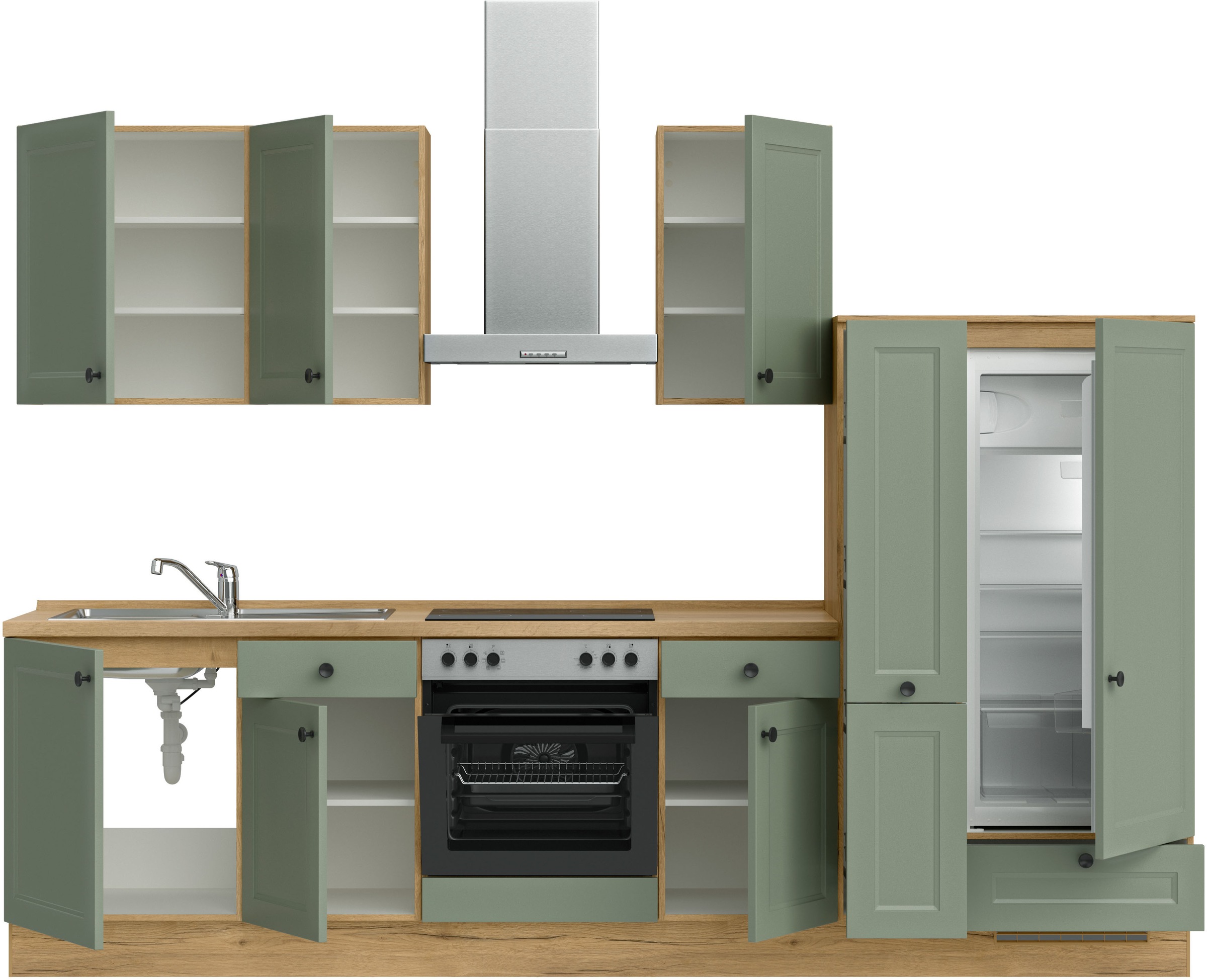 nobilia® Küchenzeile »"Cascada I"«, vormontiert, Ausrichtung wählbar, Breite 300 cm, wahlw. mit E-Geräten
