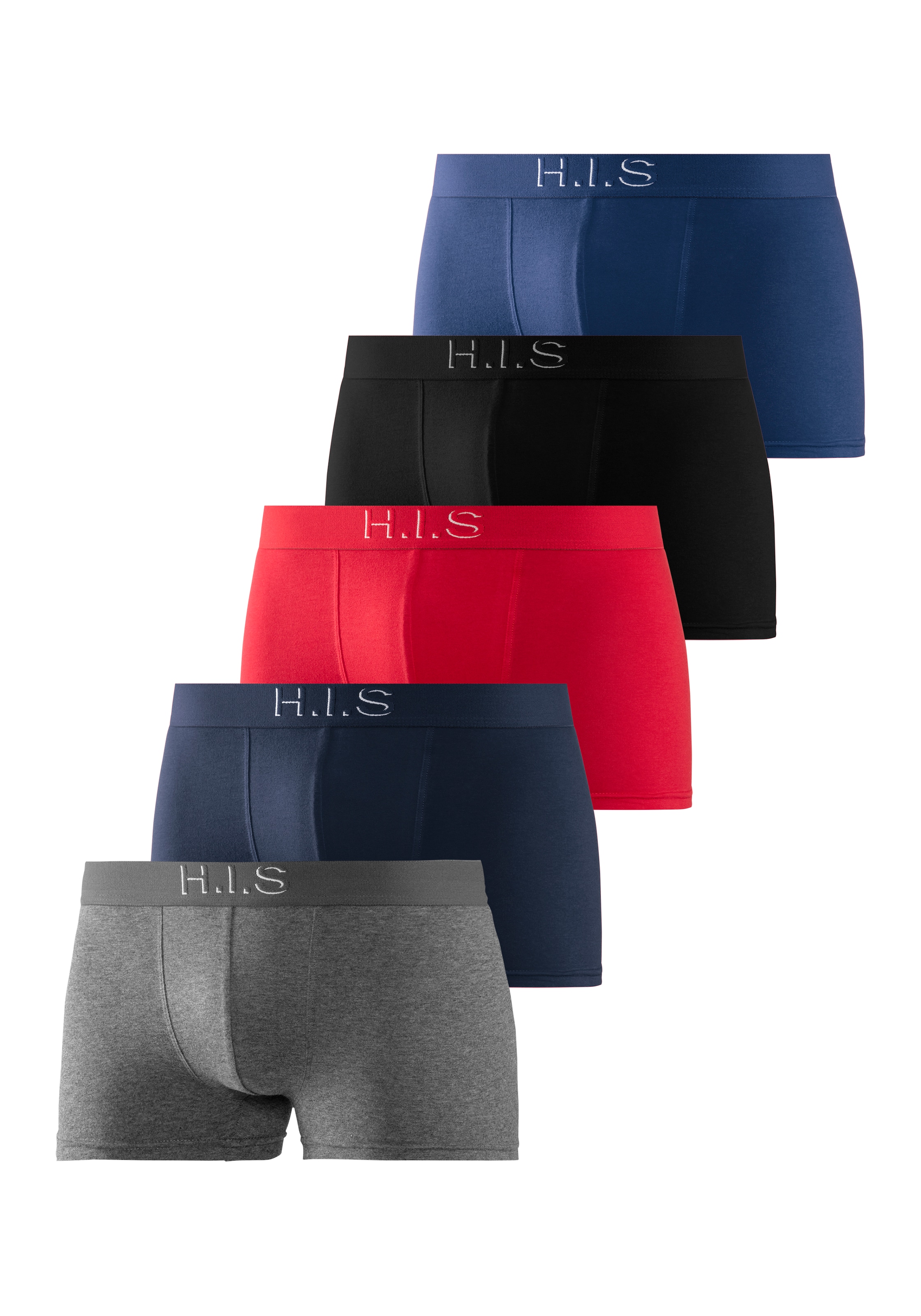 H.I.S Boxer »Boxershorts für Herren«, (Packung, 5 St.), Logo Webbund mit 3D Effekt
