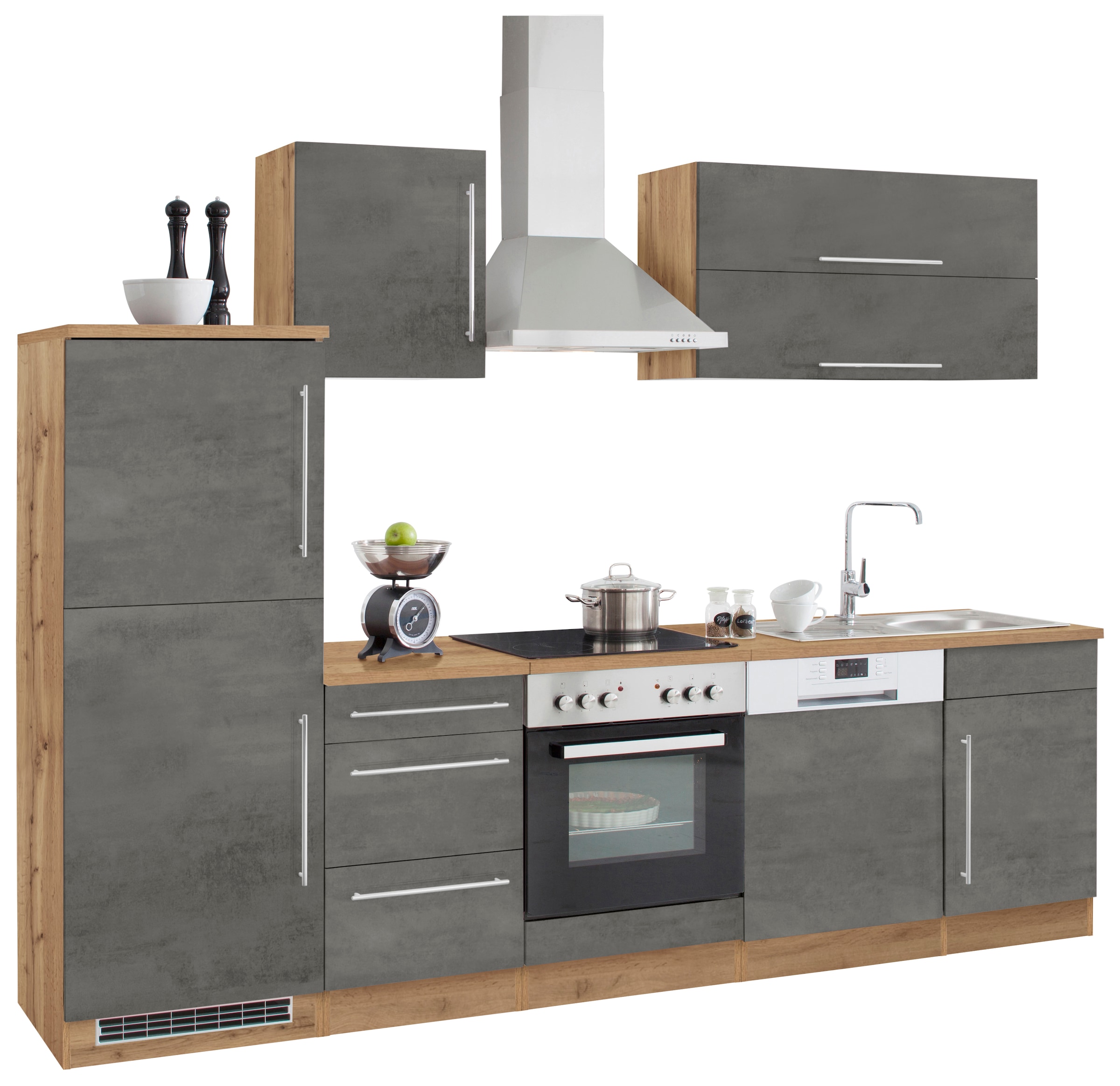 KOCHSTATION Küchenzeile »KS-Samos« Breite 280 cm, wahlweise mit E-Geräten, günstig online kaufen