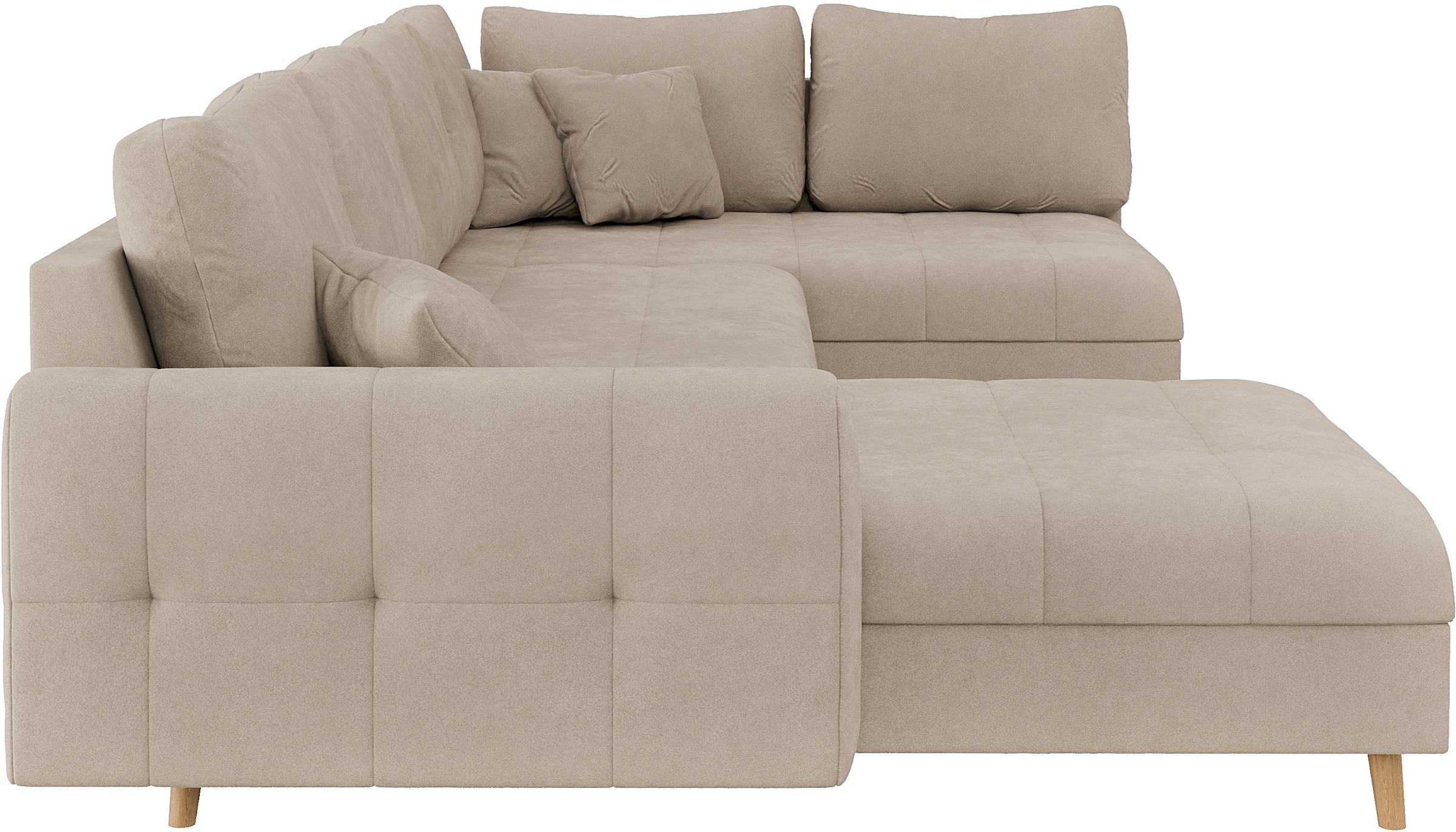 Home affaire Wohnlandschaft »CHARRE U-Form mit Ottomane, Maße B/T/H: 310/161/81 cm«, feine Steppung, lose Rücken- und Zierkissen, auch in Cord und Bouclé