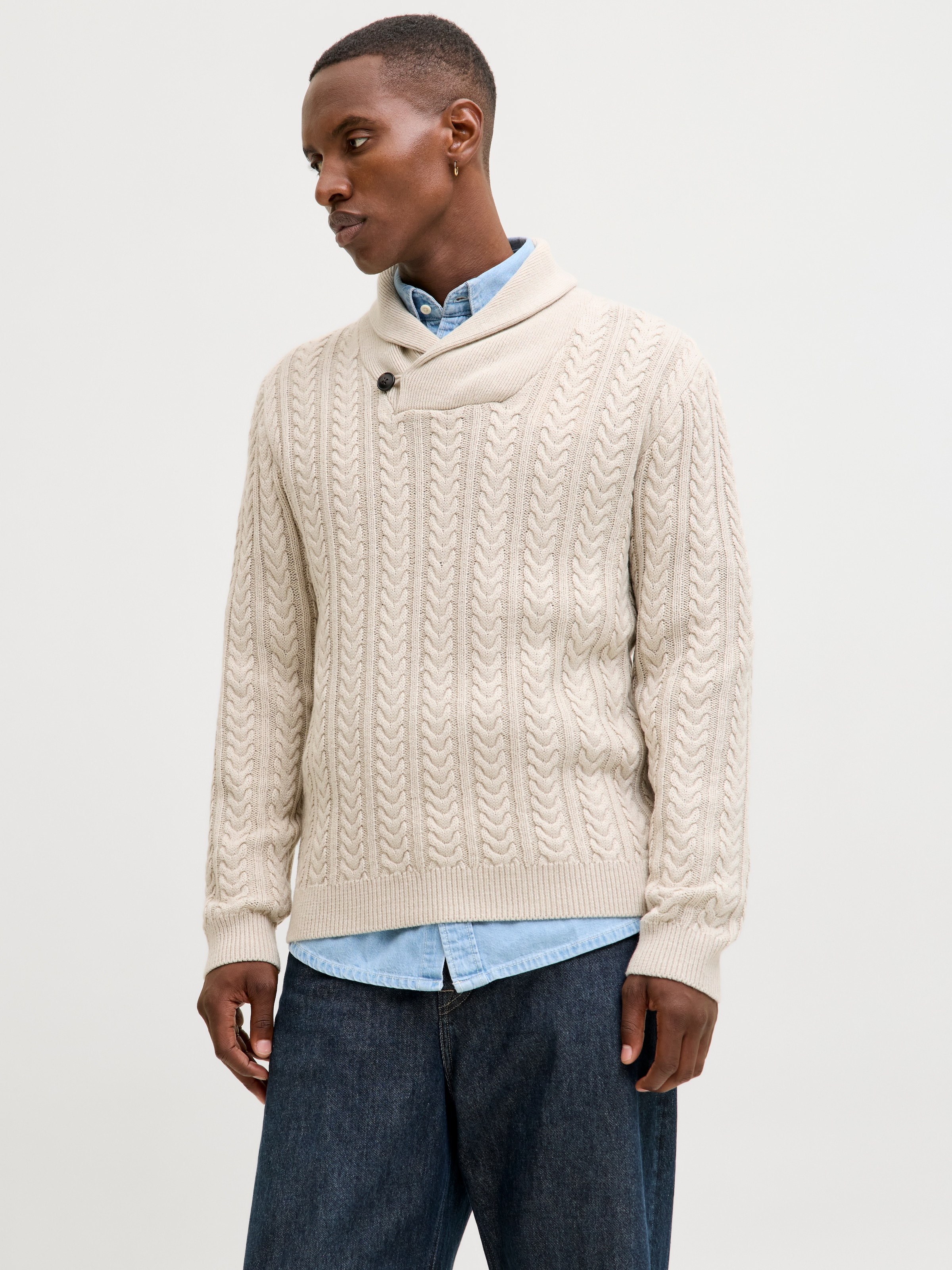 Jack & Jones Strickpullover »JPRBLUSEAN KNIT CABLE SHAWL NECK«