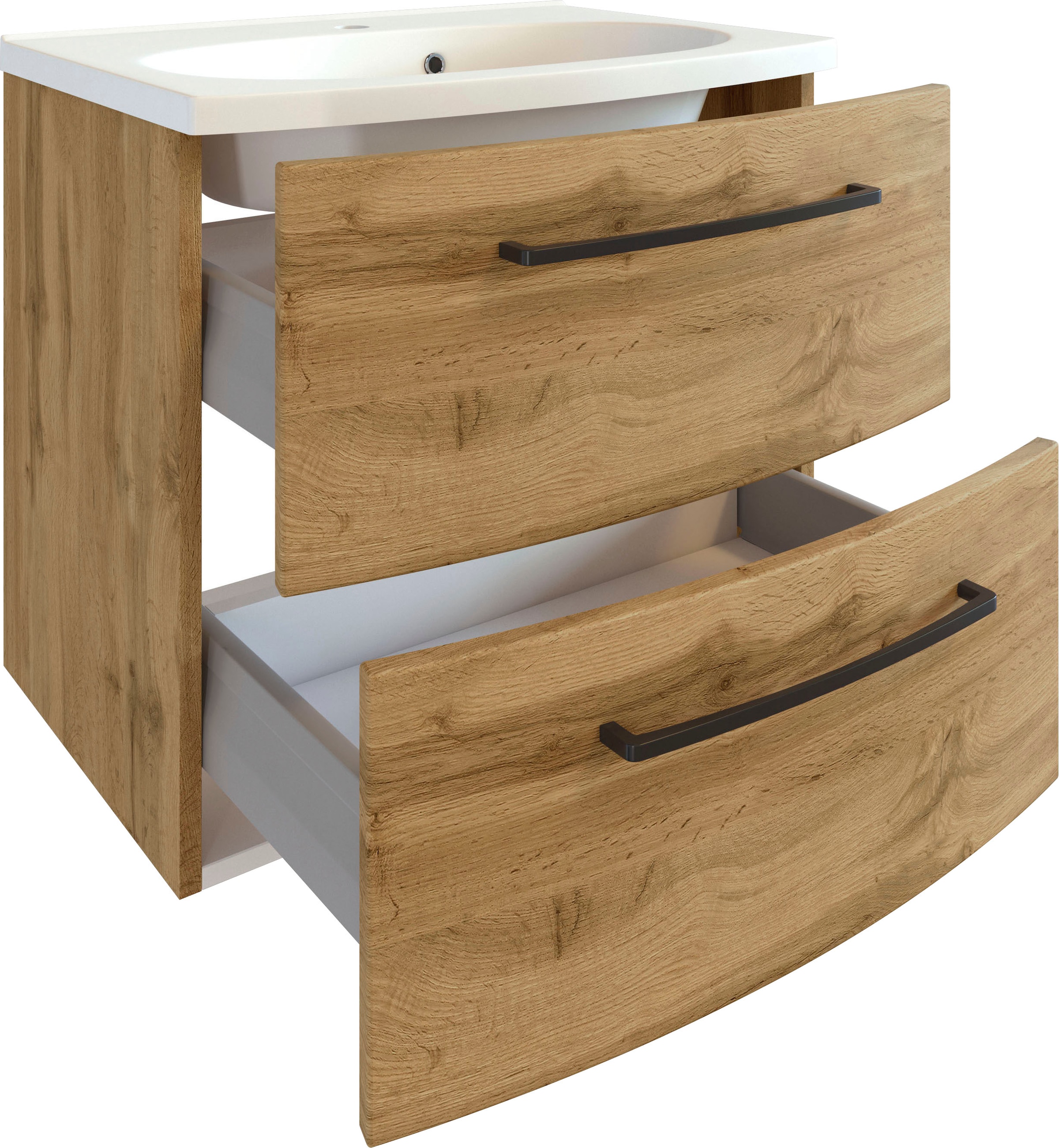 welltime Waschbeckenschrank »Chicago«, Badmöbel, Waschtisch mit Mineralgussbecken, Breite 60 cm, Softclose