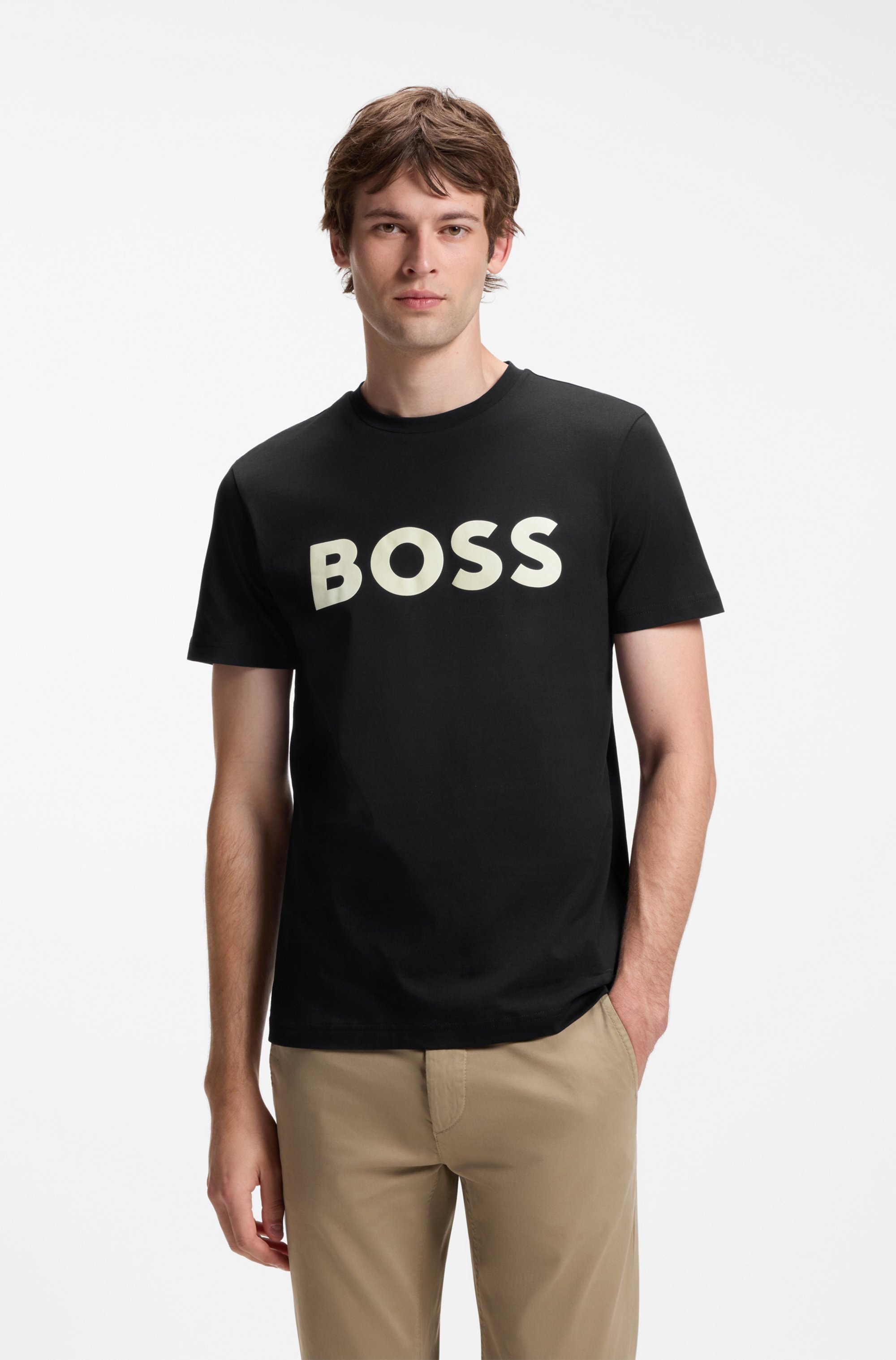 BOSS ORANGE T-Shirt »Thinking« 1 Stk. Rundhalsausschnitt, Regular Fit, großer Logodruck