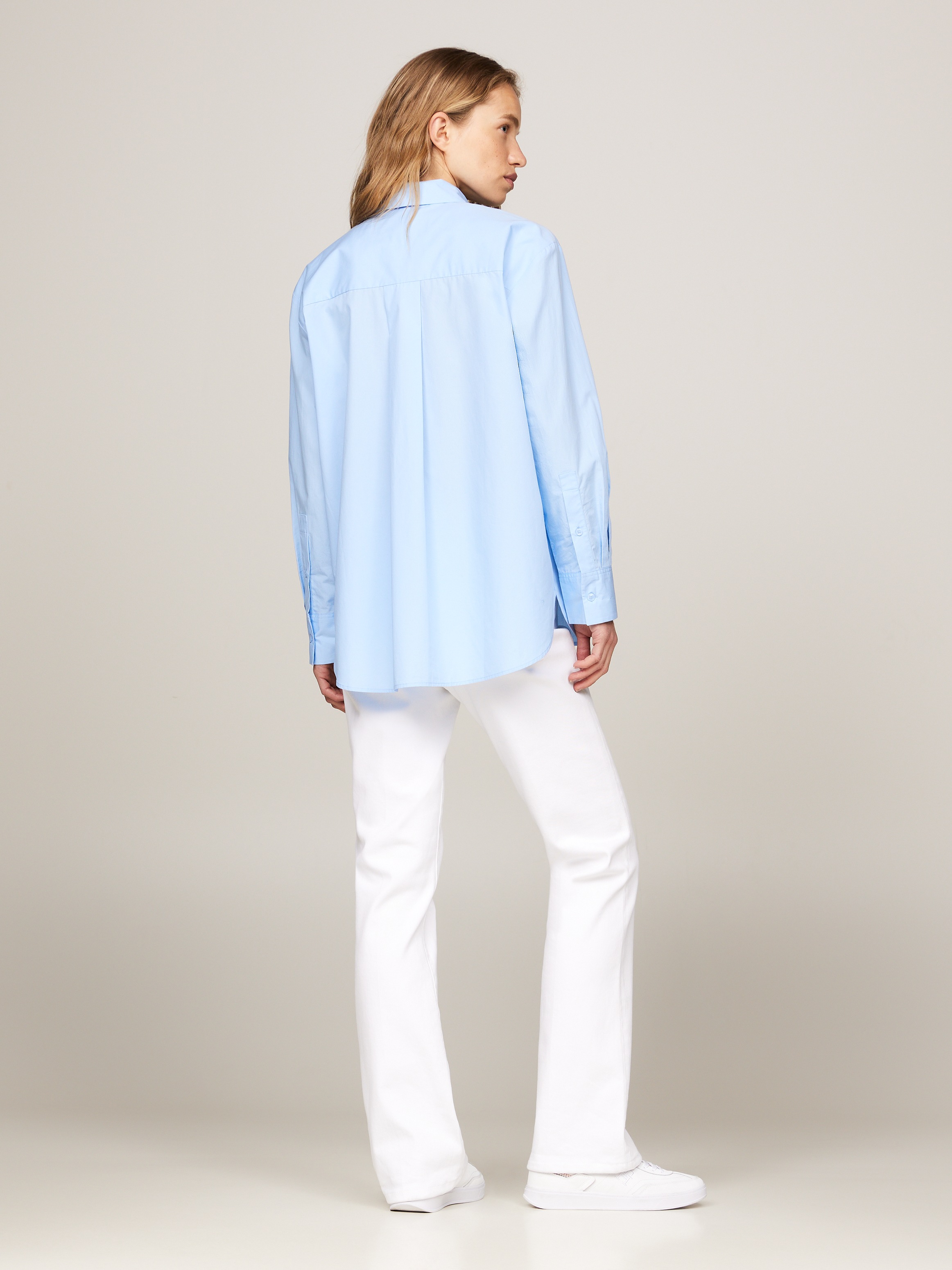 Tommy Hilfiger Hemdbluse »SOLID COTTON EASY FIT SHIRT«, mit Brusttasche