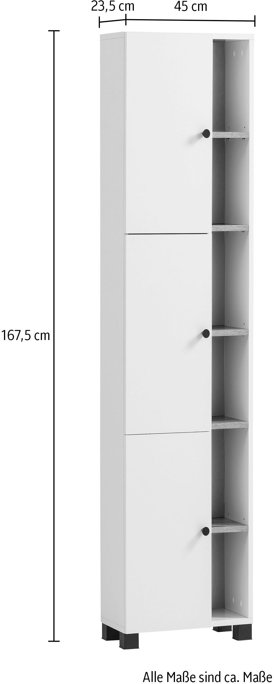 welltime Hochschrank »Lugo, Breite 44 cm« Regal beidseitig montierbar