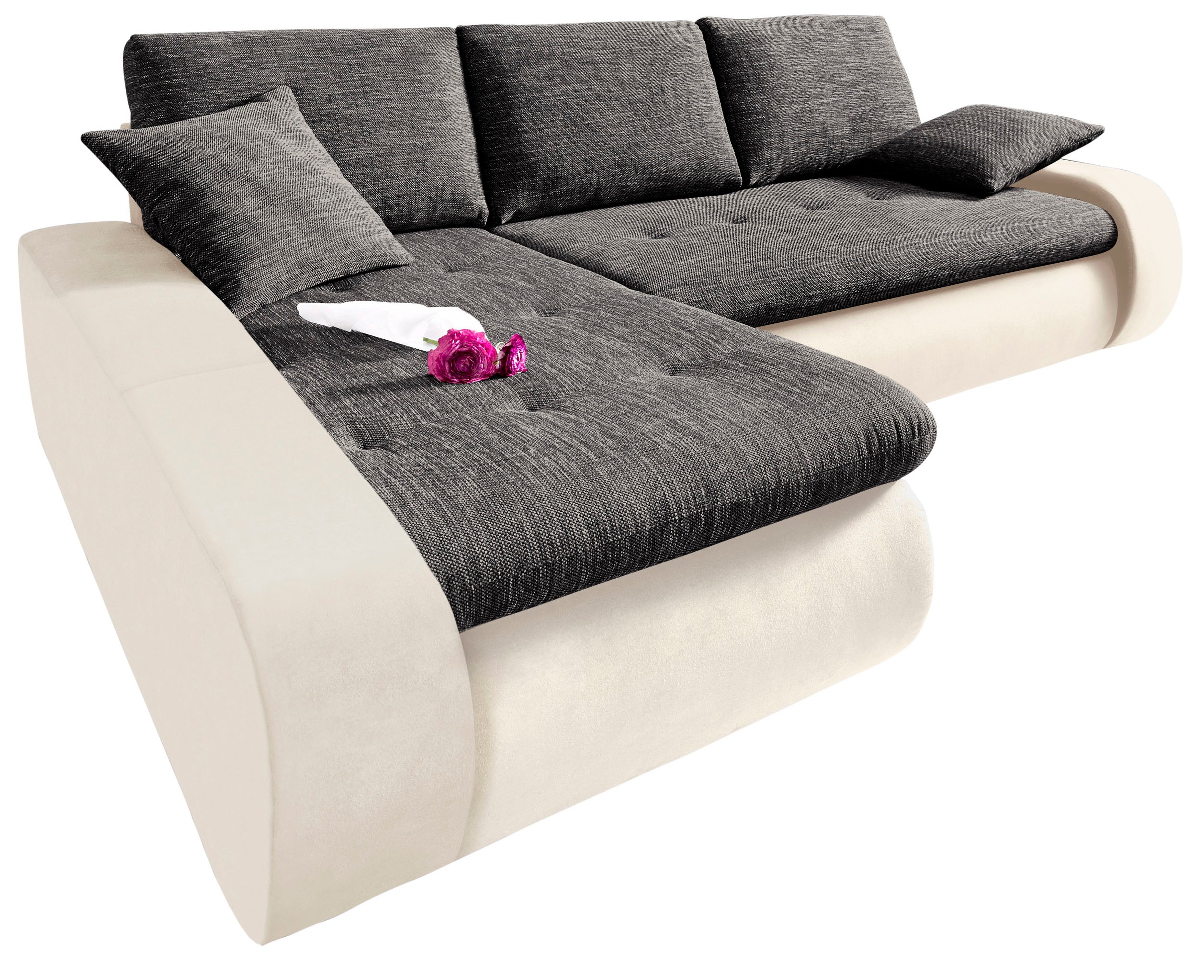 TRENDMANUFAKTUR Ecksofa »Indie, modern und bequem, Materialmix, L-Form«, wa günstig online kaufen