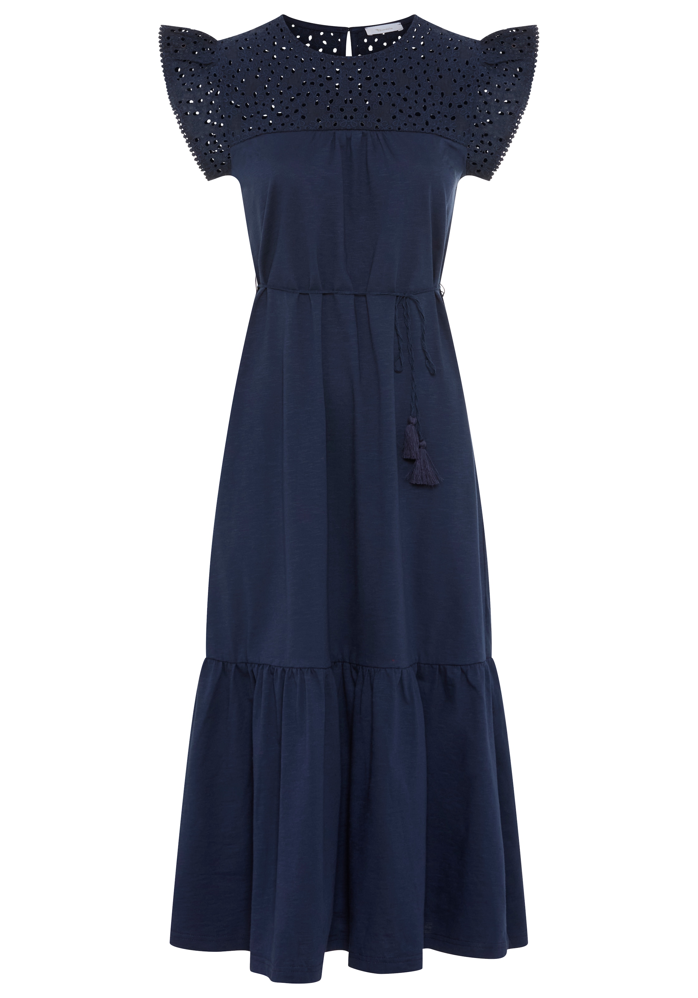 Tamaris Jerseykleid mit femininer Lochstickerei und verspieltem Schnitt