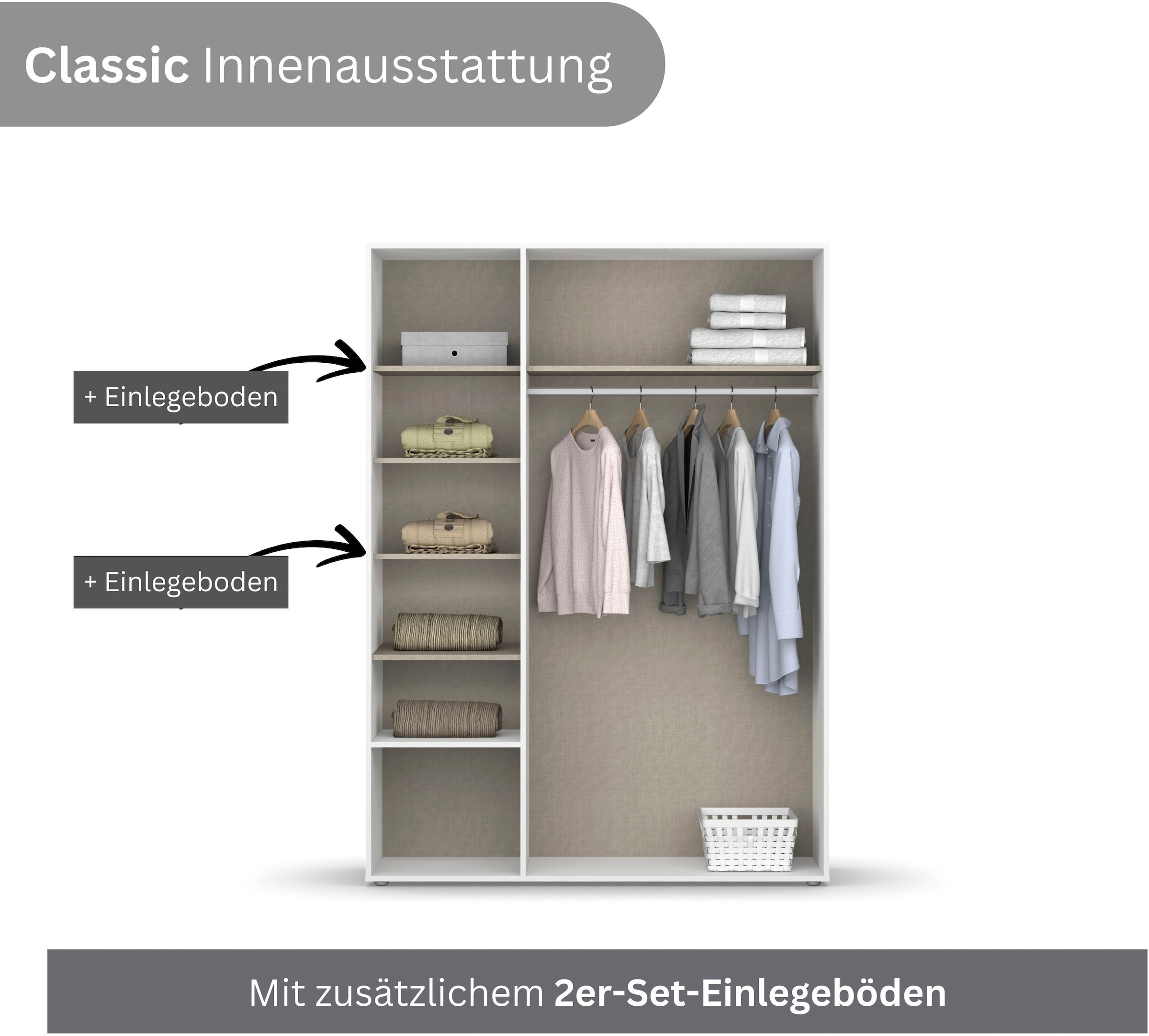 rauch Drehtürenschrank »Kleiderschrank Schrank Garderobe Wäscheschrank NAGATA mit Spiegel«, (in 3 verschiedenen Ausstattungen BASIC/CLASSIC/PREMIUM), und Schubladen sowie Stangengriffen TOPSELLER MADE IN GERMANY